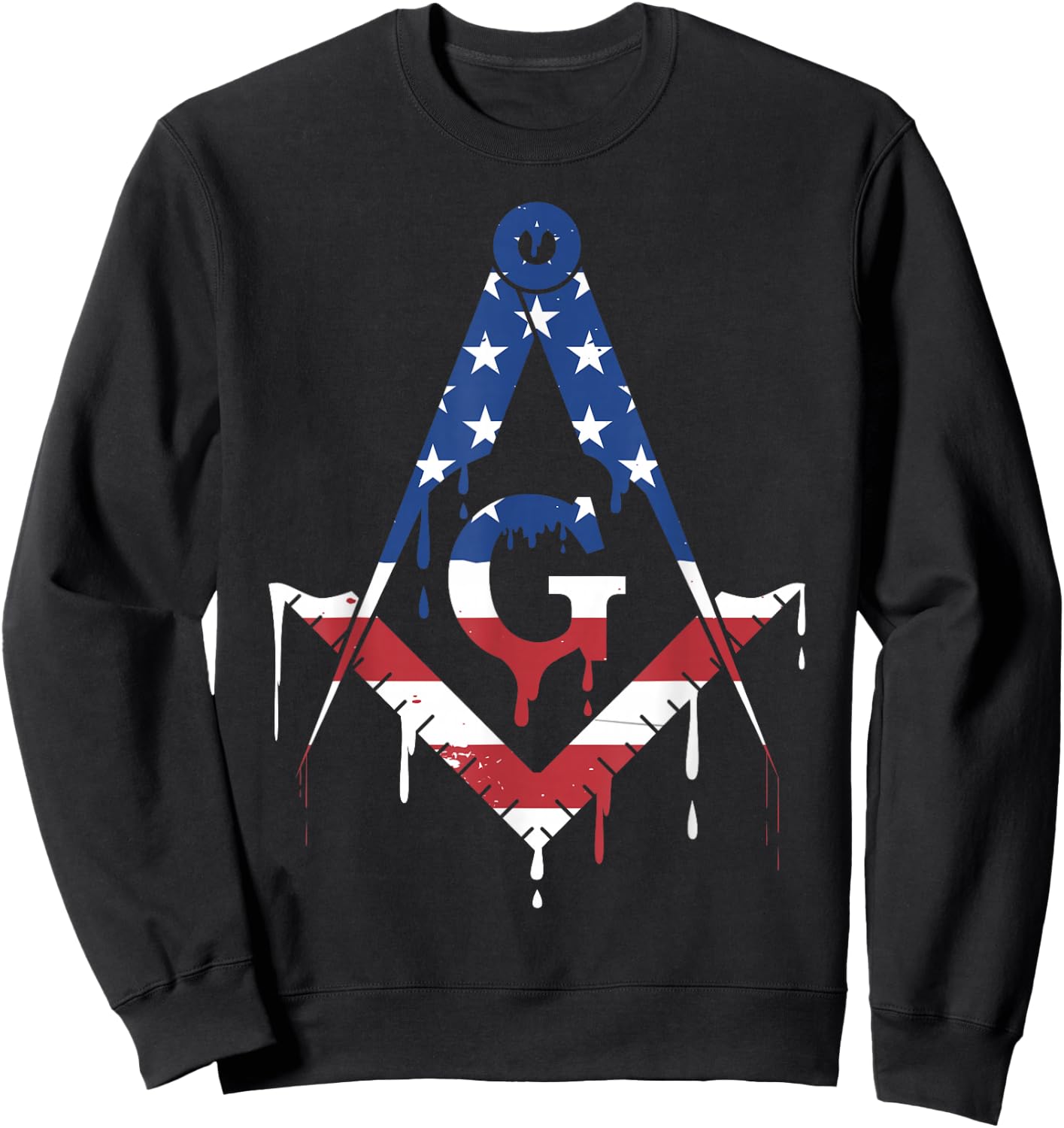 Freemason Masonic Freemasonry American Flag USA Drip Sweatshirt - Sweatshirt | Black