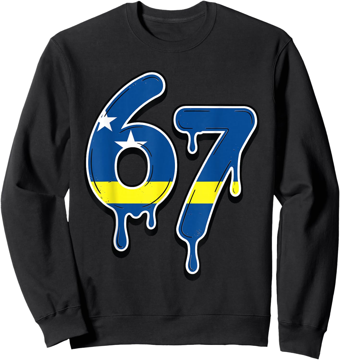 67 Curaçao Six Seven Curacaoan Flag Sweatshirt - Sweatshirt | Black
