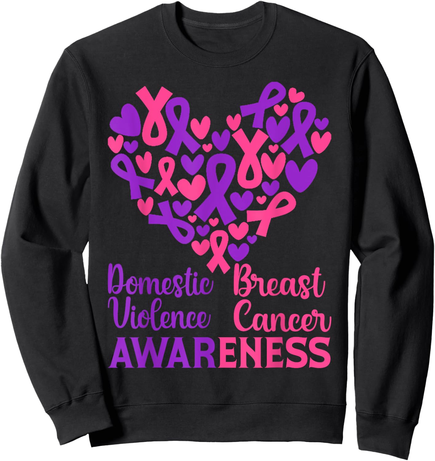 Domestic Violence & Breast Cancer Awareness Month Warrior Sweatshirt - Sweatshirt | Black