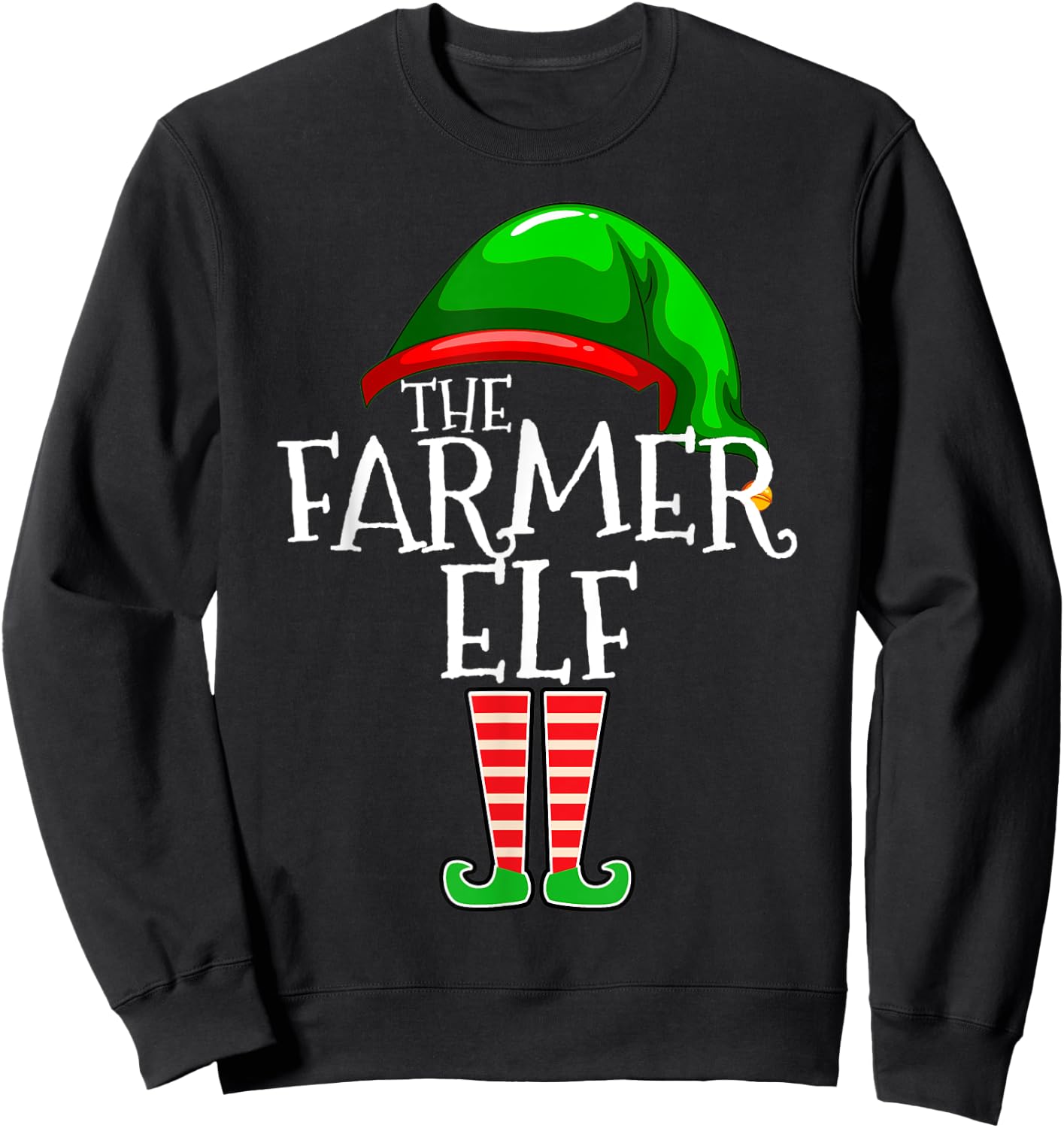 Farmer Elf Group Matching Family Christmas Gift Farm Farming Sweatshirt - Sweatshirt | Black