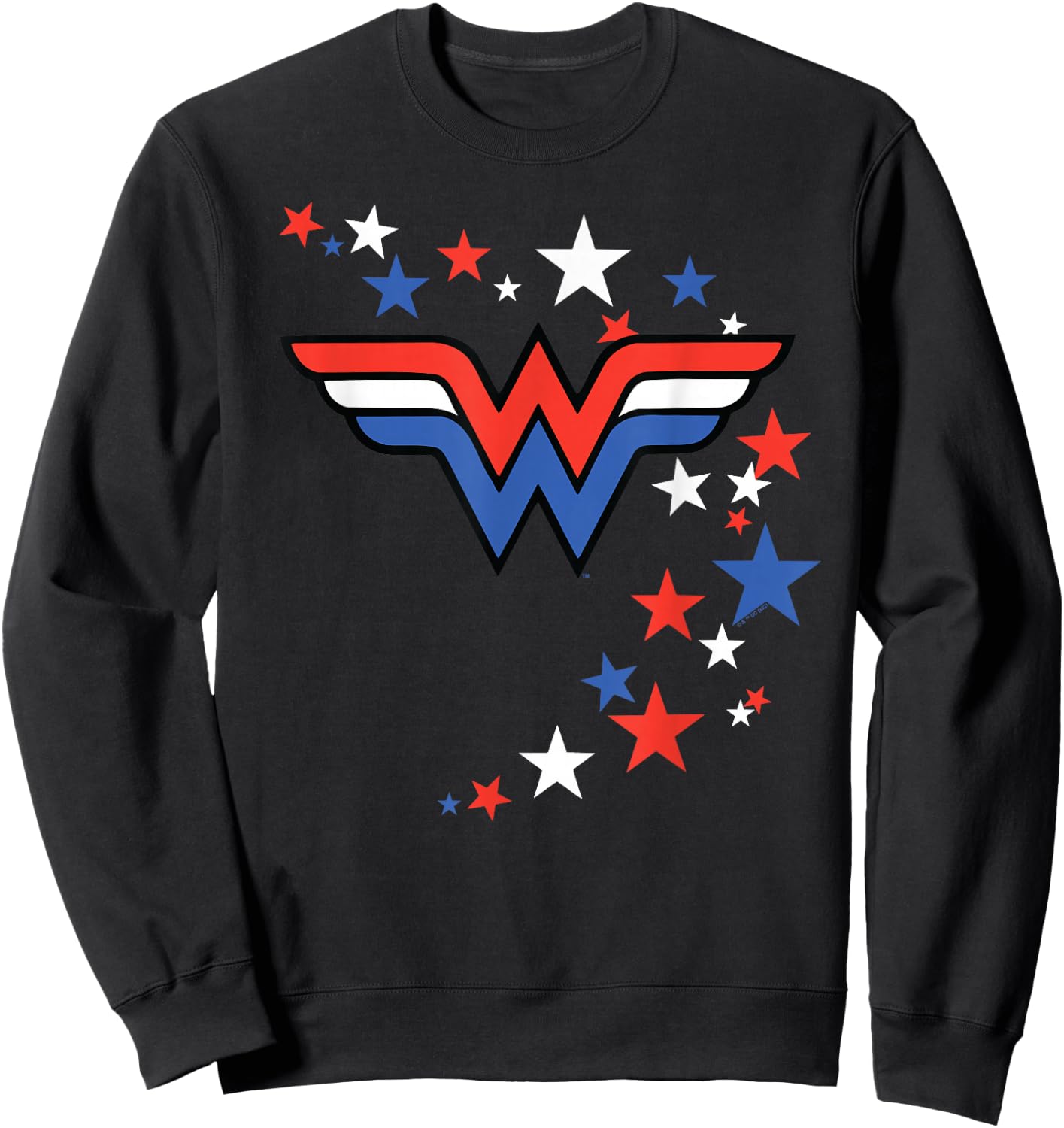 Wonder Woman Swirling Stars 4th of July Sweatshirt - Sweatshirt | Black