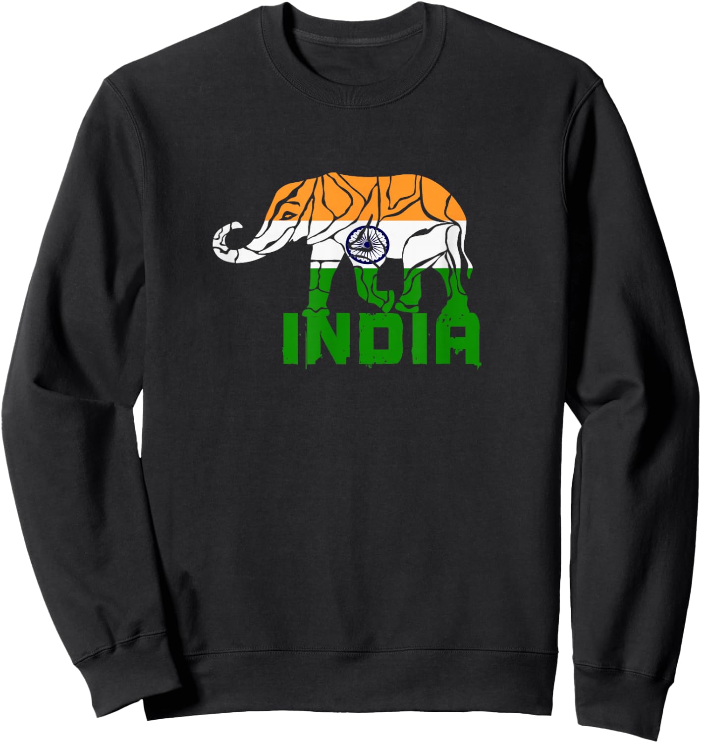 Indian elephant with national colours and national flag gift Sweatshirt - Sweatshirt | Black
