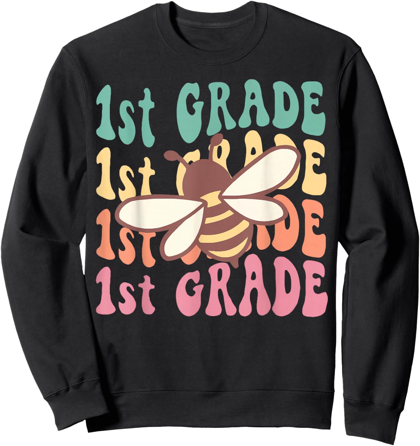 1th Grade Teacher Cute Bee Back To School Elementary Teacher Sweatshirt - Sweatshirt | Black