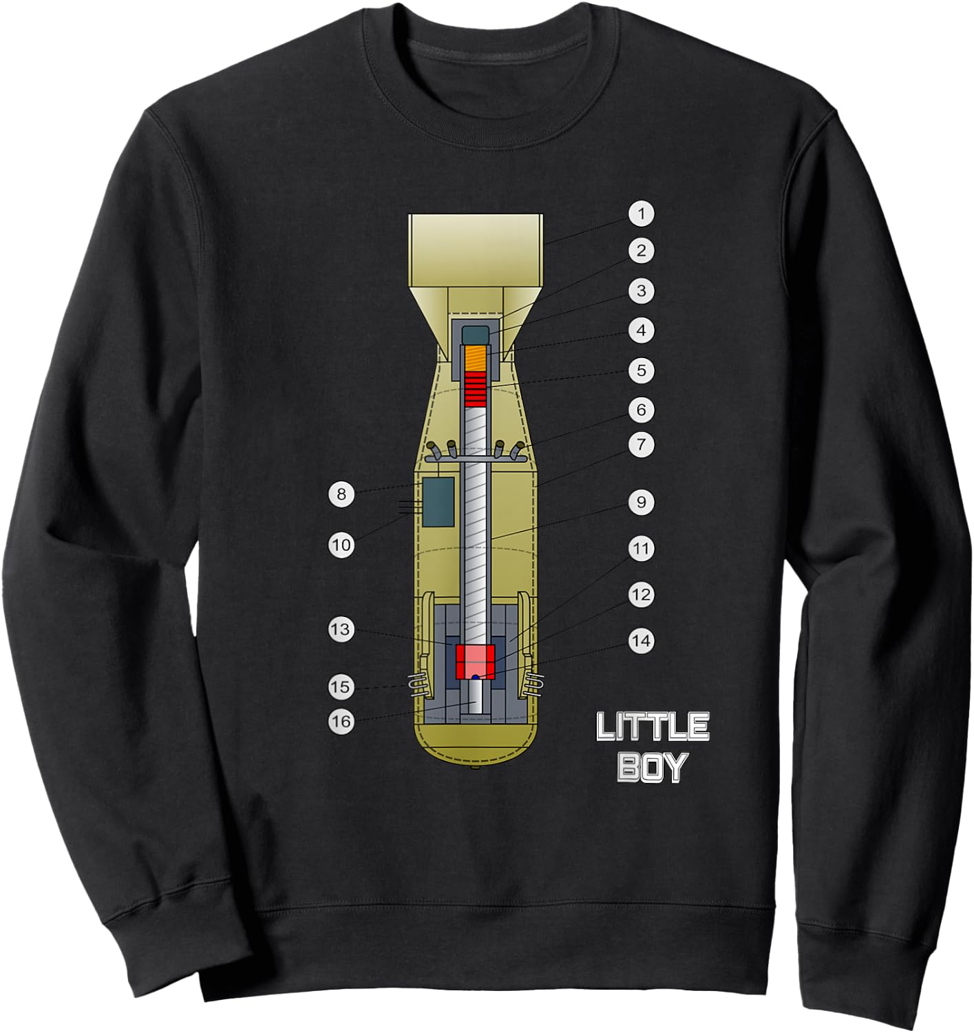 Little Boy - Nuke Bomb Diagram - Nuclear Warhead Missile Sweatshirt - Sweatshirt | Black