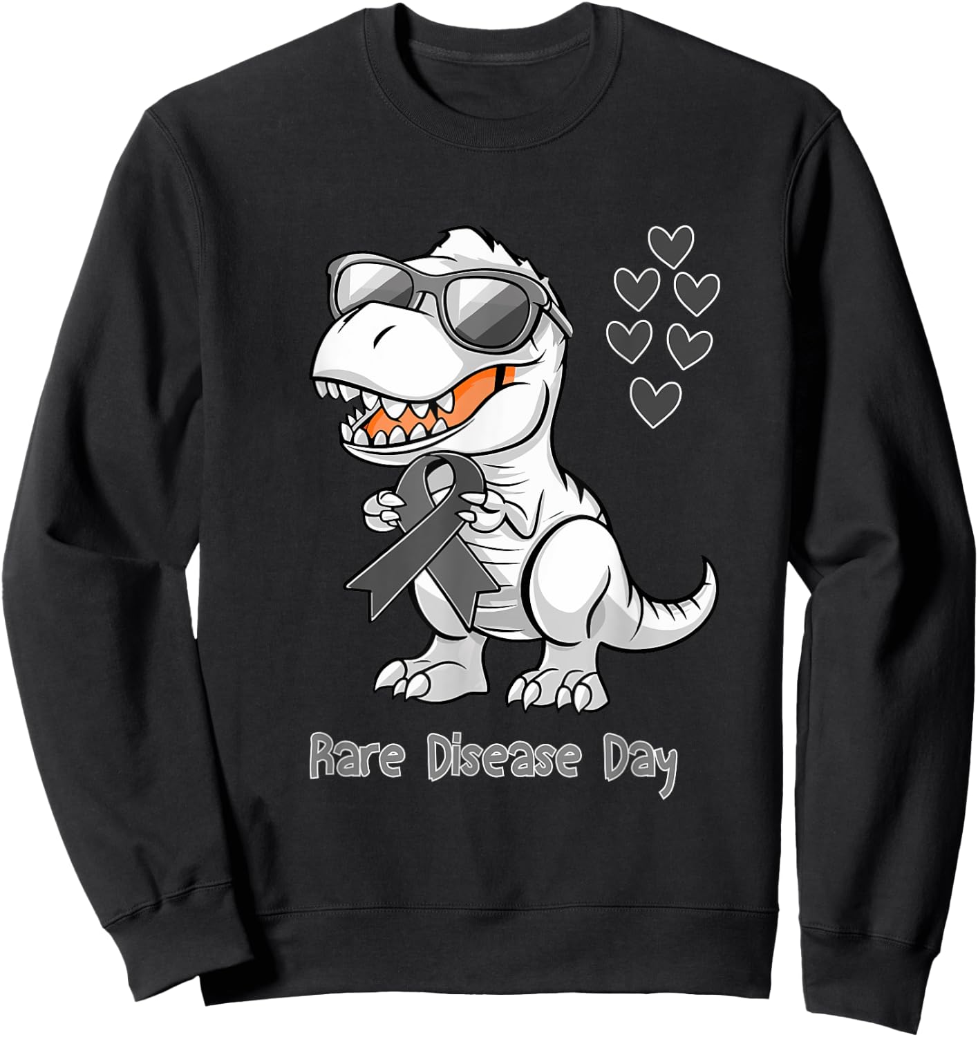 T-rex Dinosaur Rare Disease Day Dino Toddlers Sweatshirt - Sweatshirt | Black