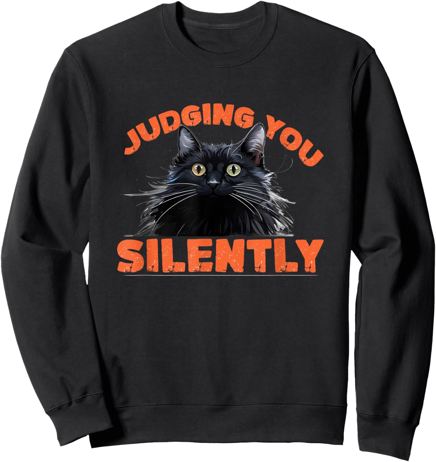 Vintage Funny Cat Judging You Silently Cat Sweatshirt - Sweatshirt | Black