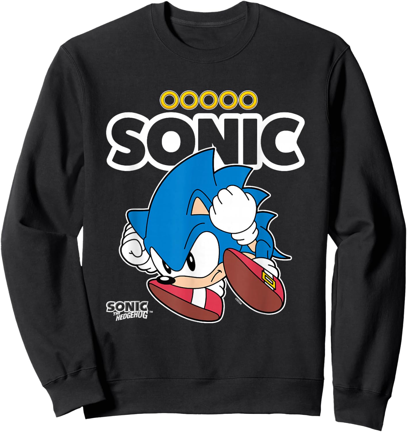 Sonic The Hedgehog Sonic Crawled Up In A Ball Retro Shot Sweatshirt - Sweatshirt | Black
