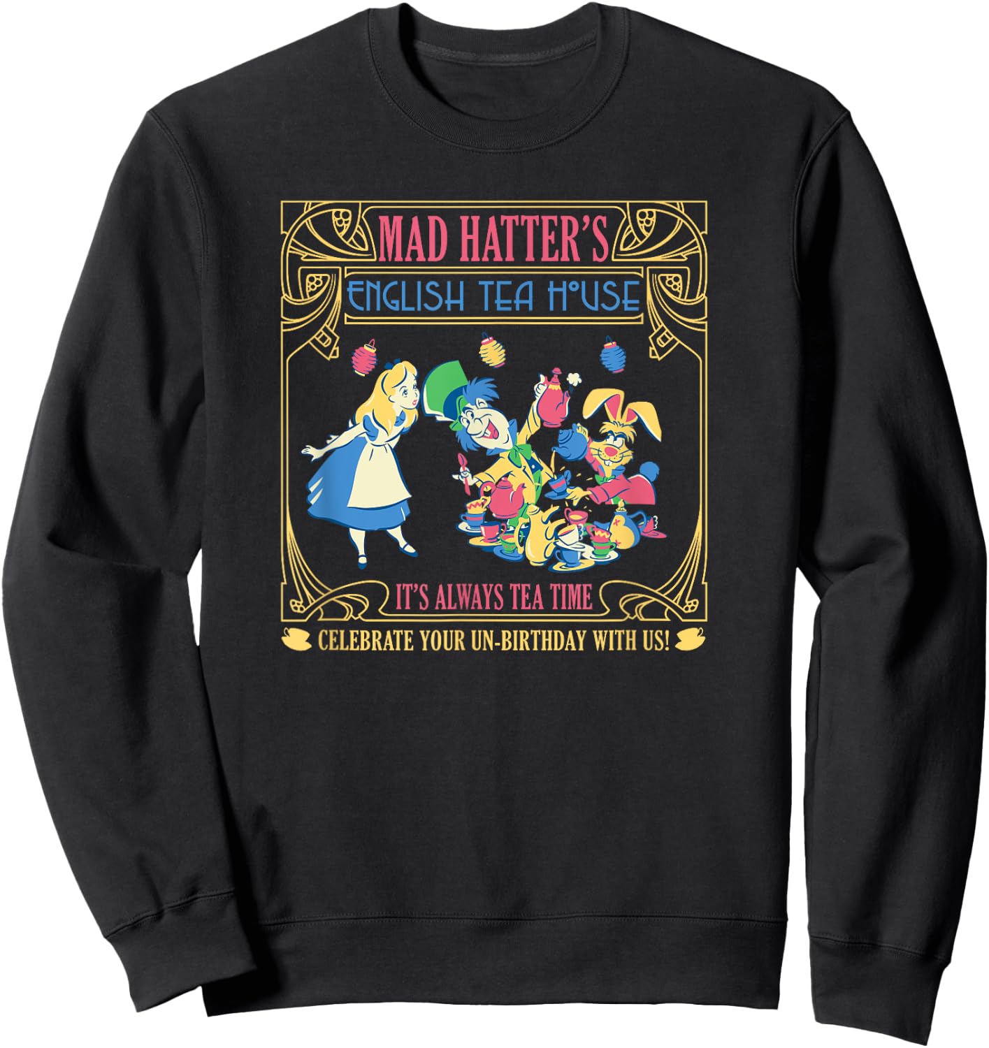 Disney Alice in Wonderland Mad Hatter's English Tea House Sweatshirt - Sweatshirt | Black