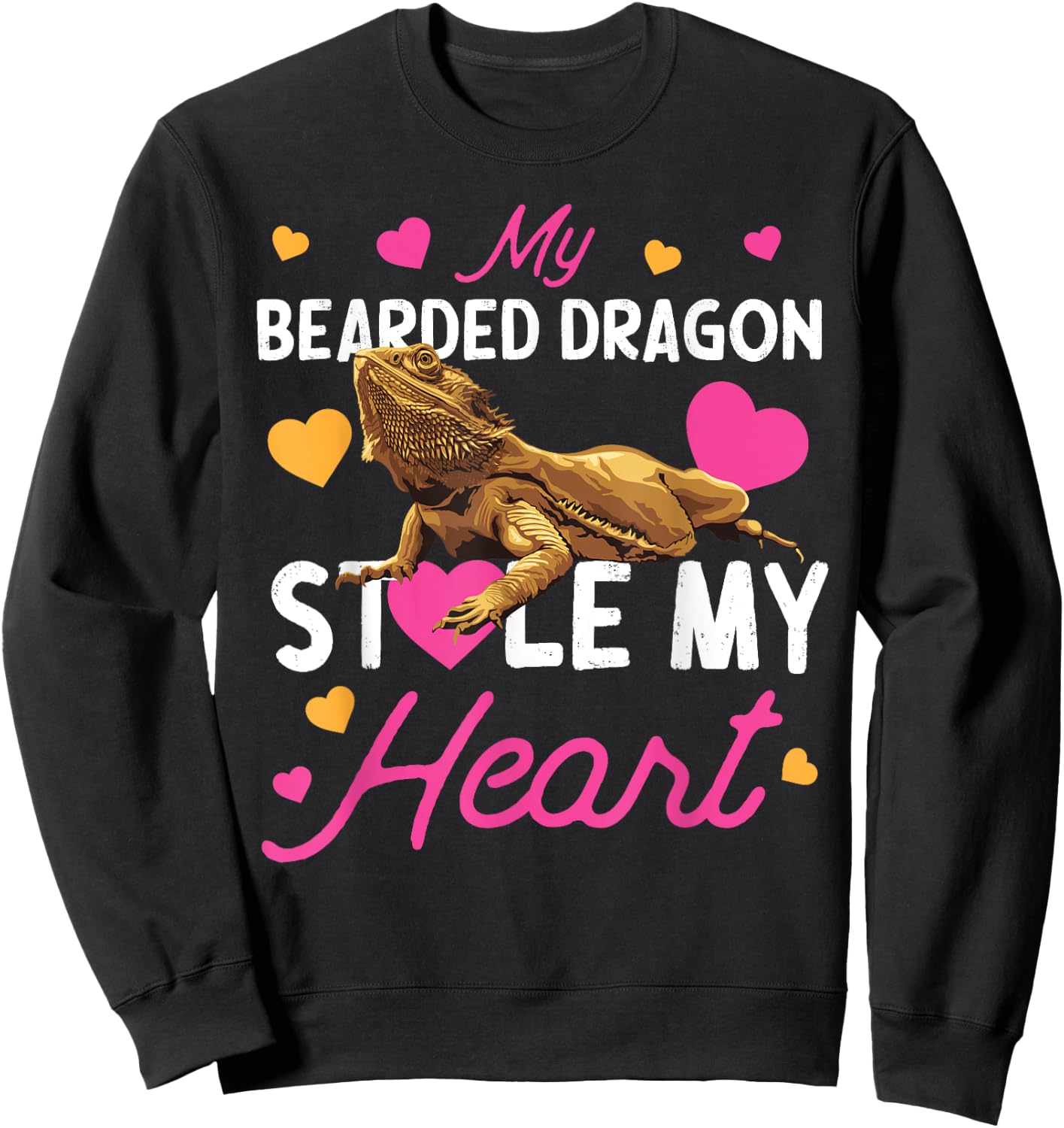 My Bearded Dragon Stole My Heart Valentines Day Sweatshirt - Sweatshirt | Black