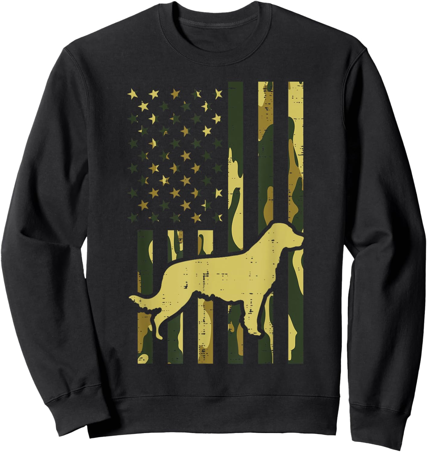 Camo US Flag Golden Retriever Vintage Pet Dog Patriotic Gift Women Kids Men Sweatshirt - Sweatshirt | Black