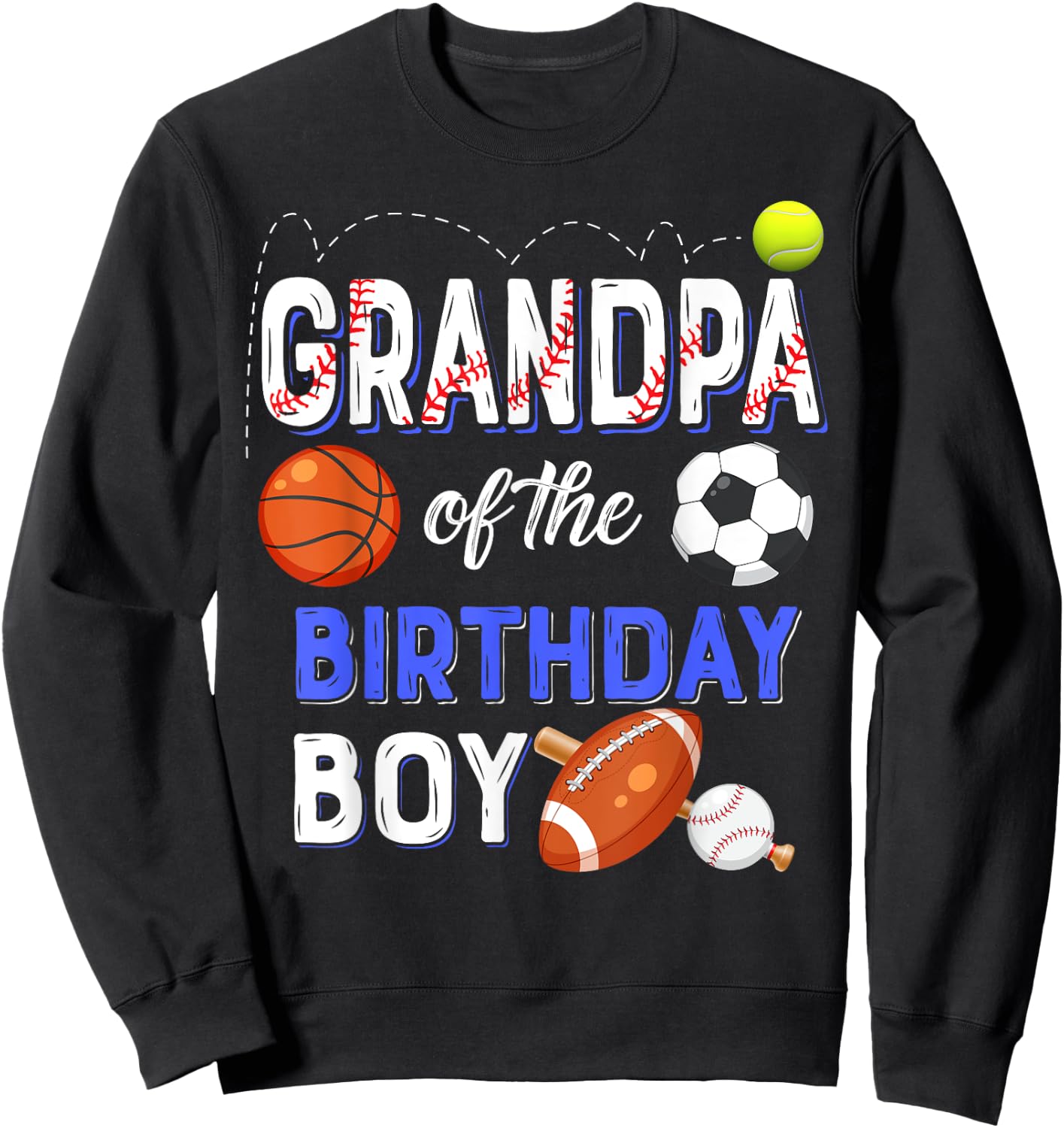 Grandpa Of The Birthday Boy Sports 1st Family Matching Party Sweatshirt - Sweatshirt | Black