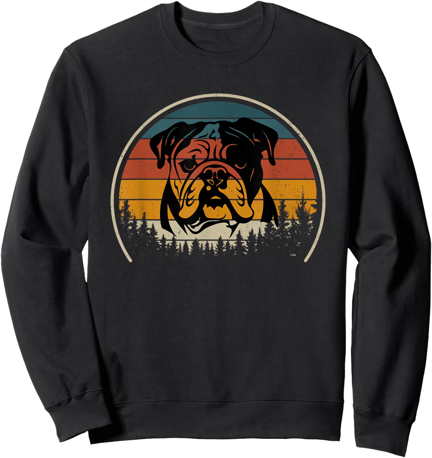 English Bulldog Retro Sweatshirt - Sweatshirt | Black
