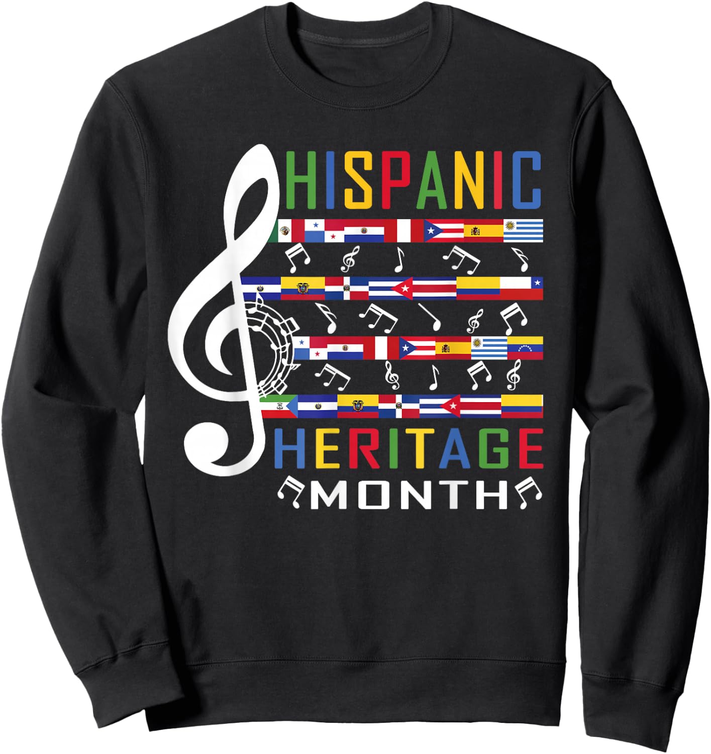 Music Teacher Kid National Hispanic Heritage Month Sweatshirt - Sweatshirt | Black