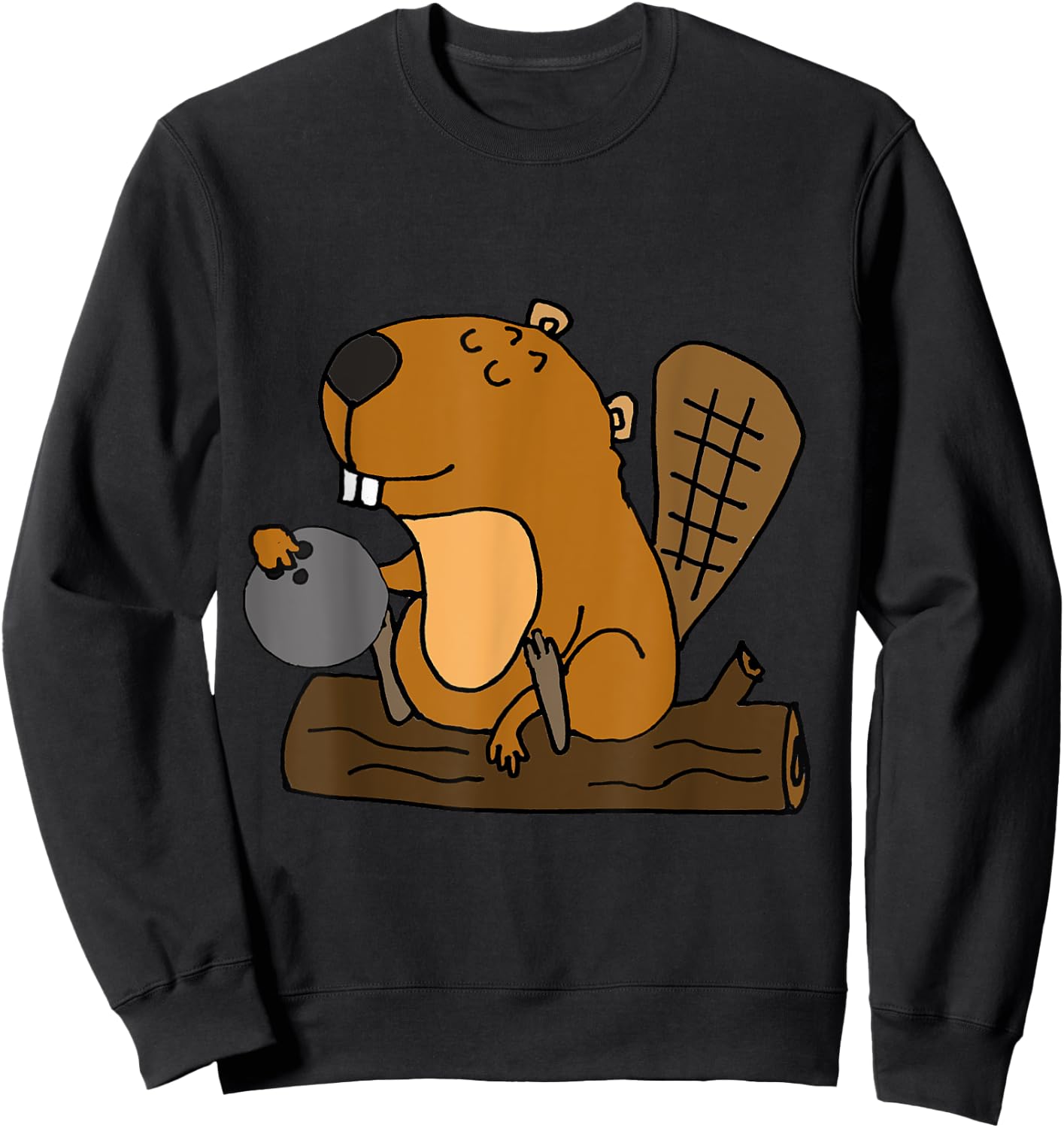 SmileteesAnim Funny Beaver Bowling Cartoon Sweatshirt - Sweatshirt | Black