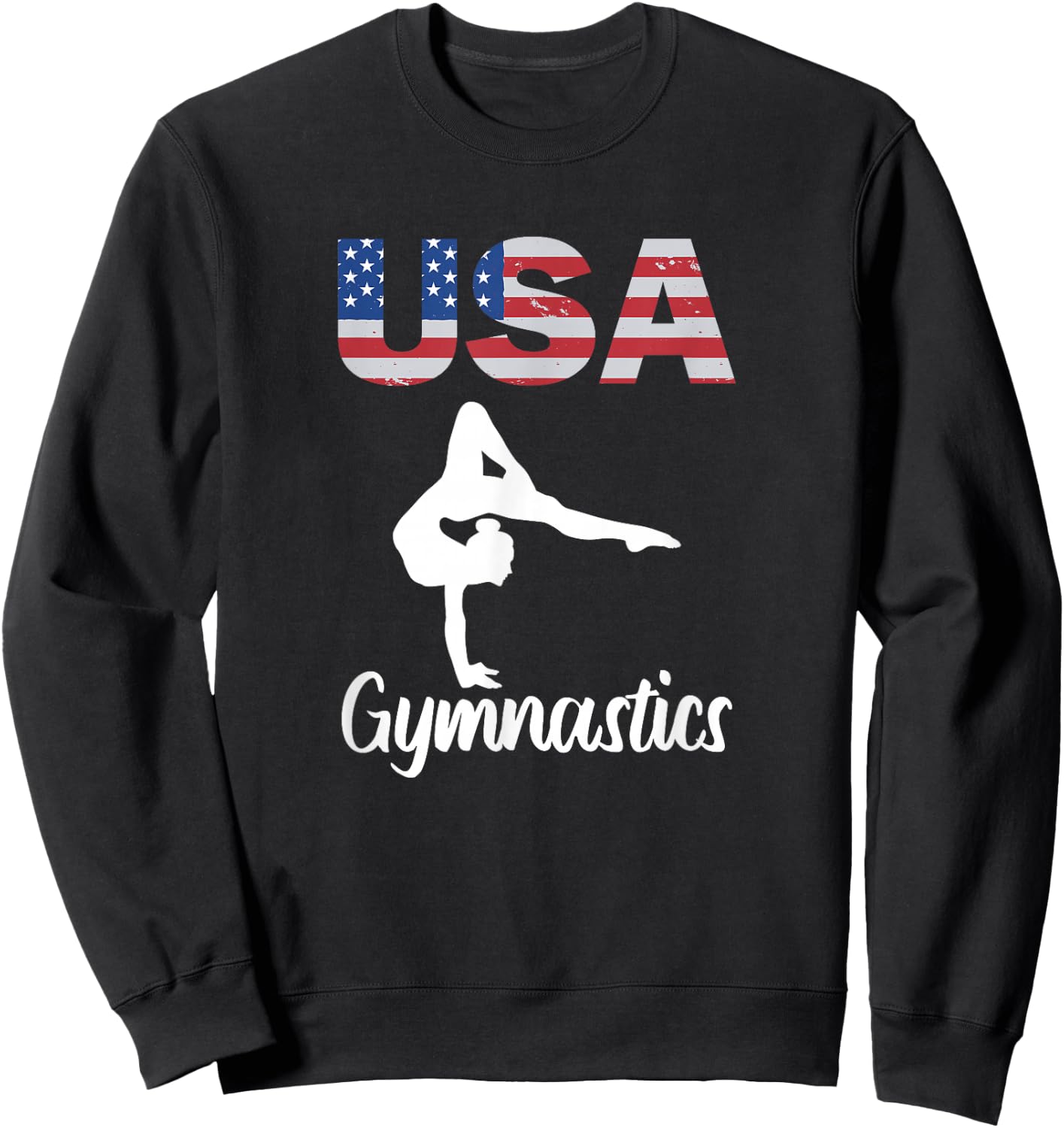 USA American Flag Gymnastics Gymnast 4th of July Sweatshirt - Sweatshirt | Black