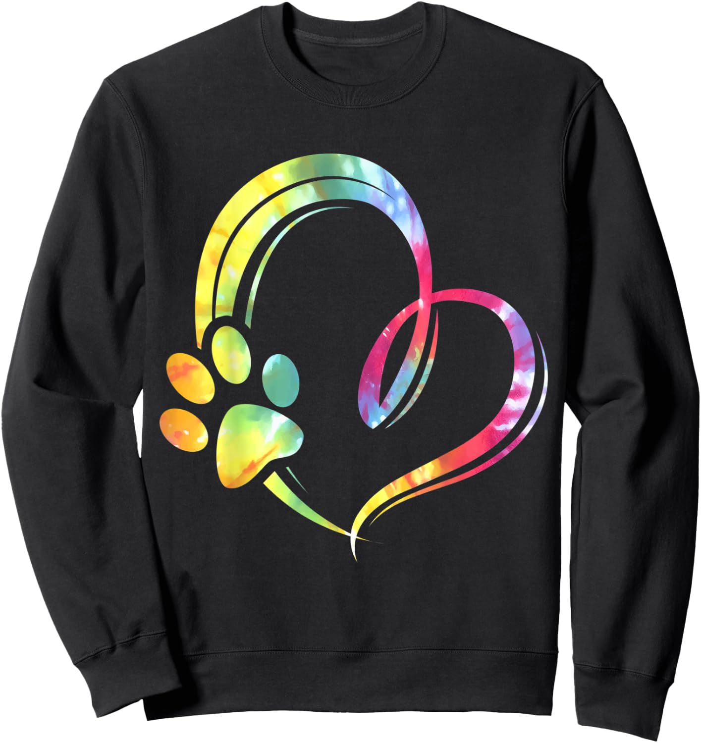 Watercolored Paw and Heart Design Dog Lover Women Sweatshirt - Sweatshirt | Black