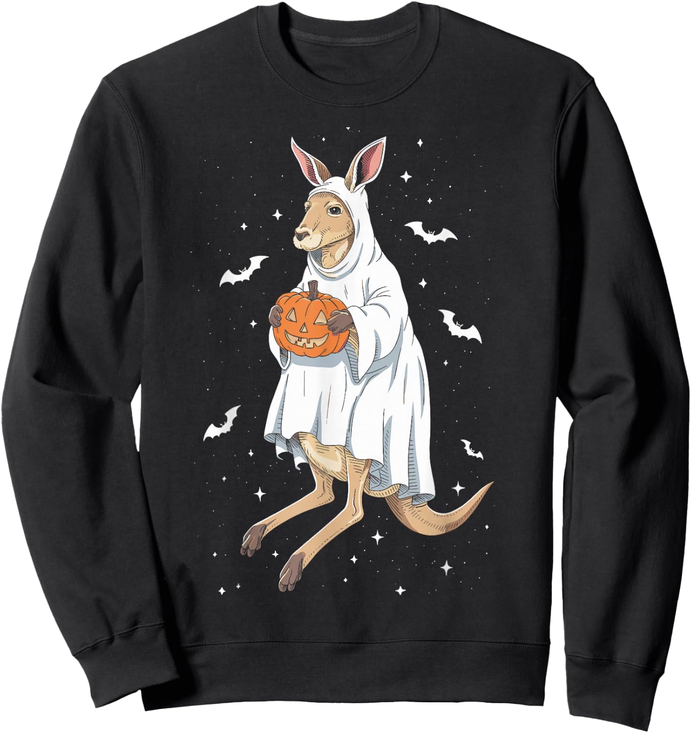 Funny Ghost Kangaroo Lovers Spooky Halloween Costume Sweatshirt - Sweatshirt | Black
