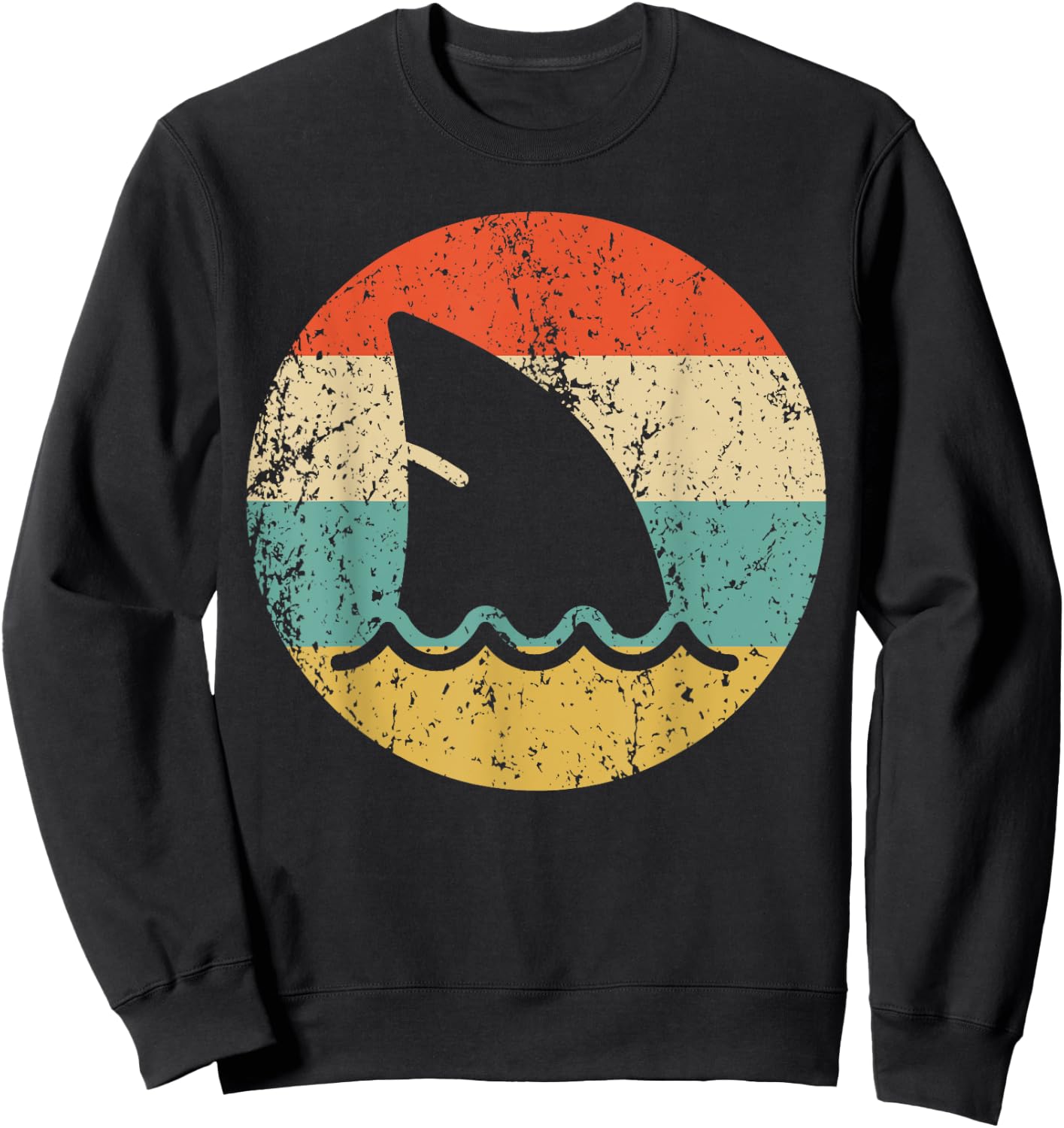 Shark Fin Retro Style Shark Sweatshirt - Sweatshirt | Black