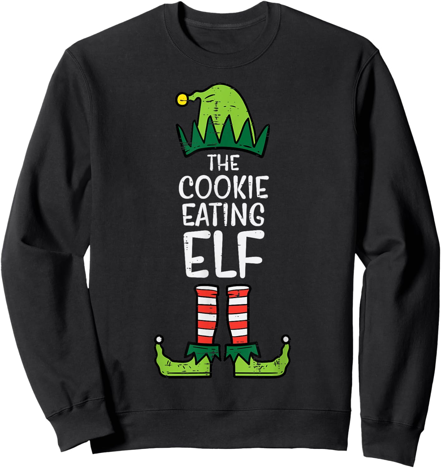 Cookie Eating Elf Xmas Christmas Family Dad Kids Sweatshirt - Sweatshirt | Black