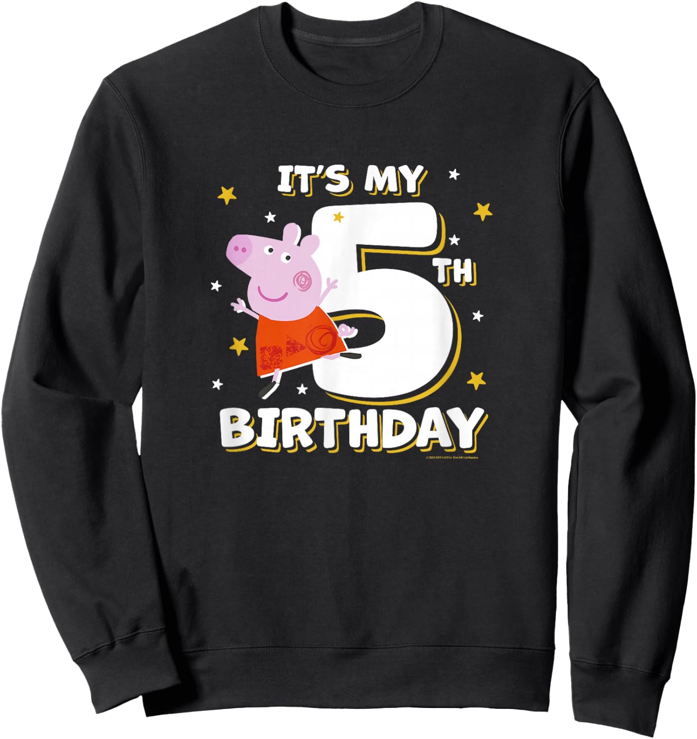 Peppa Pig It's My 5th Birthday Holiday Stars Celebration Sweatshirt - Sweatshirt | Black