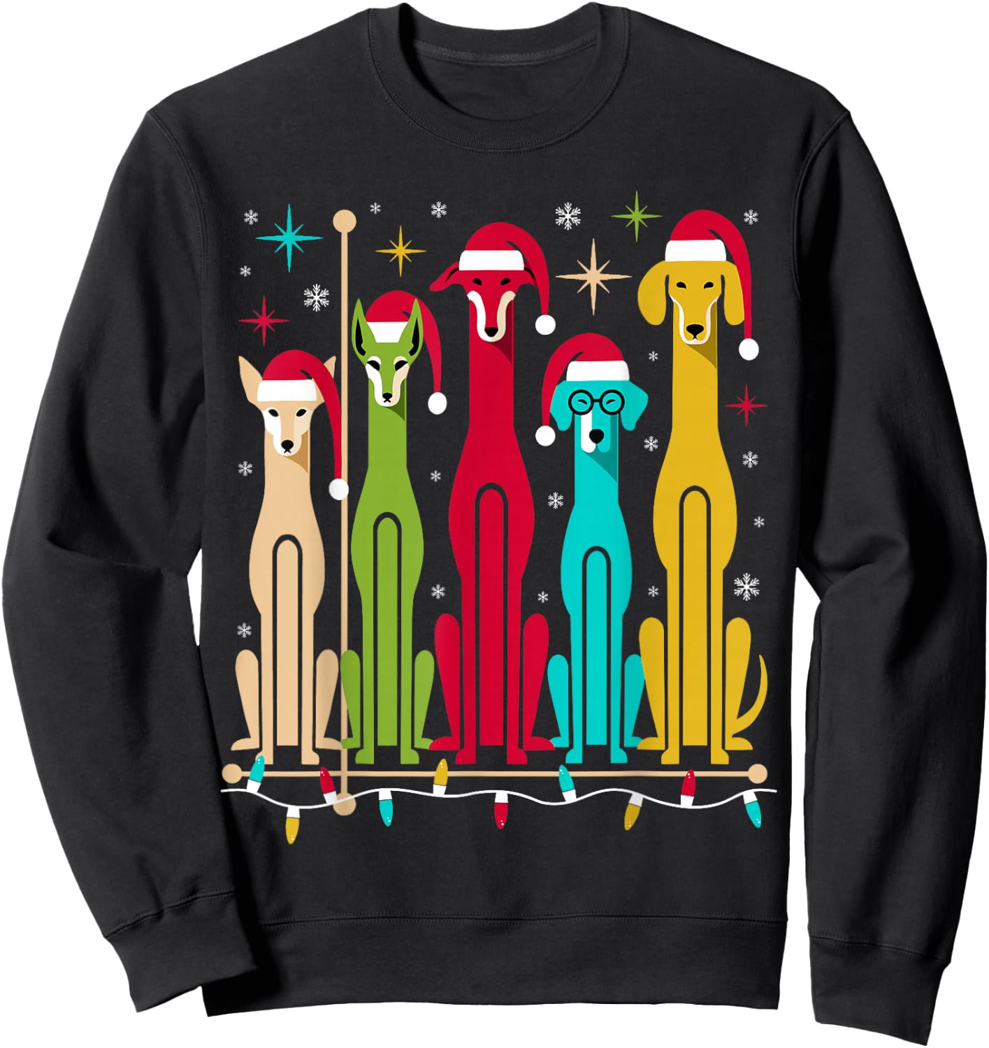 Retro Mid-Century Modern Dogs 50s 60s Style Christmas Sweatshirt - Sweatshirt | Black