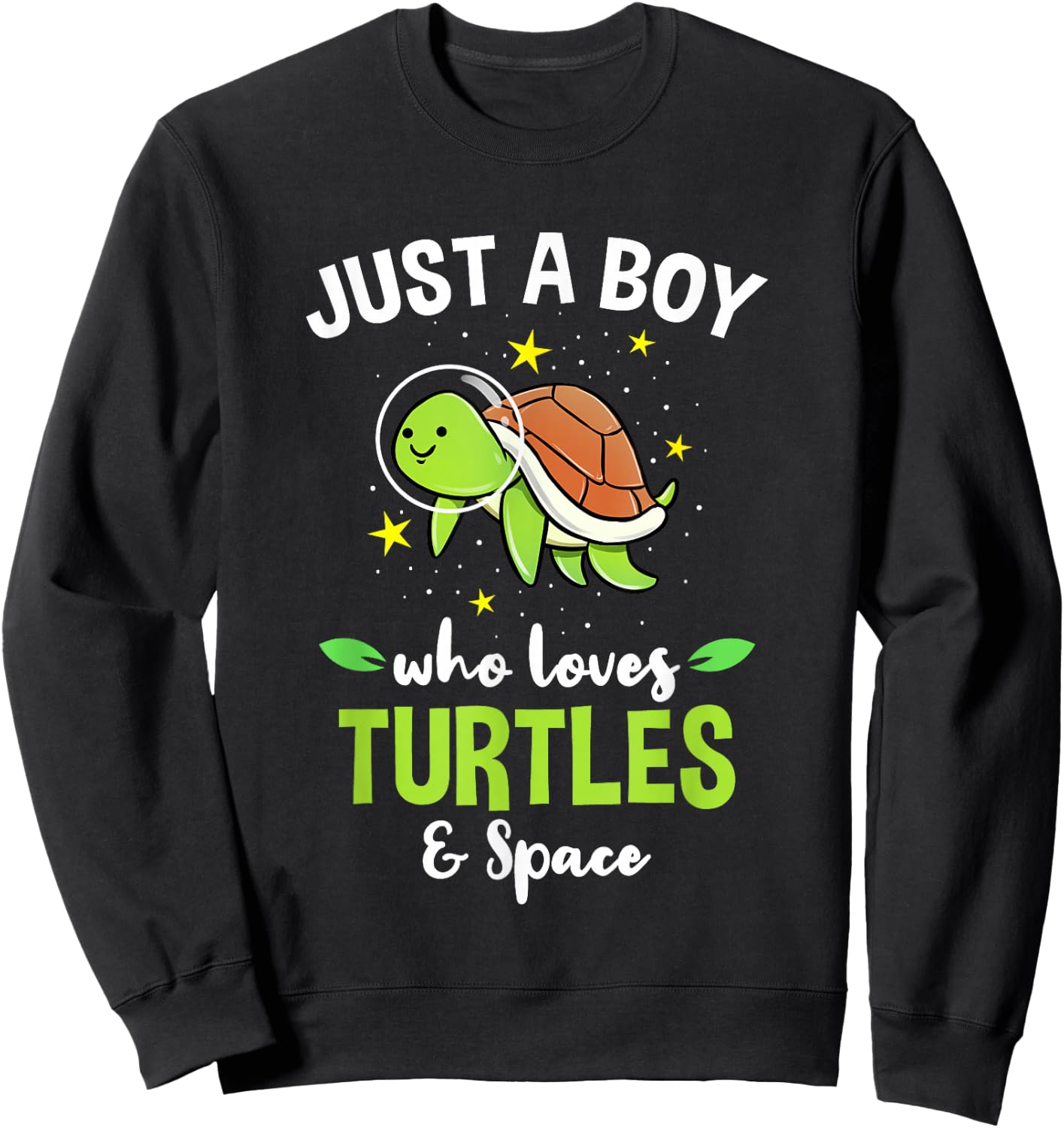 Just A Boy Who Loves Turtles And Space Sweatshirt - Sweatshirt | Black