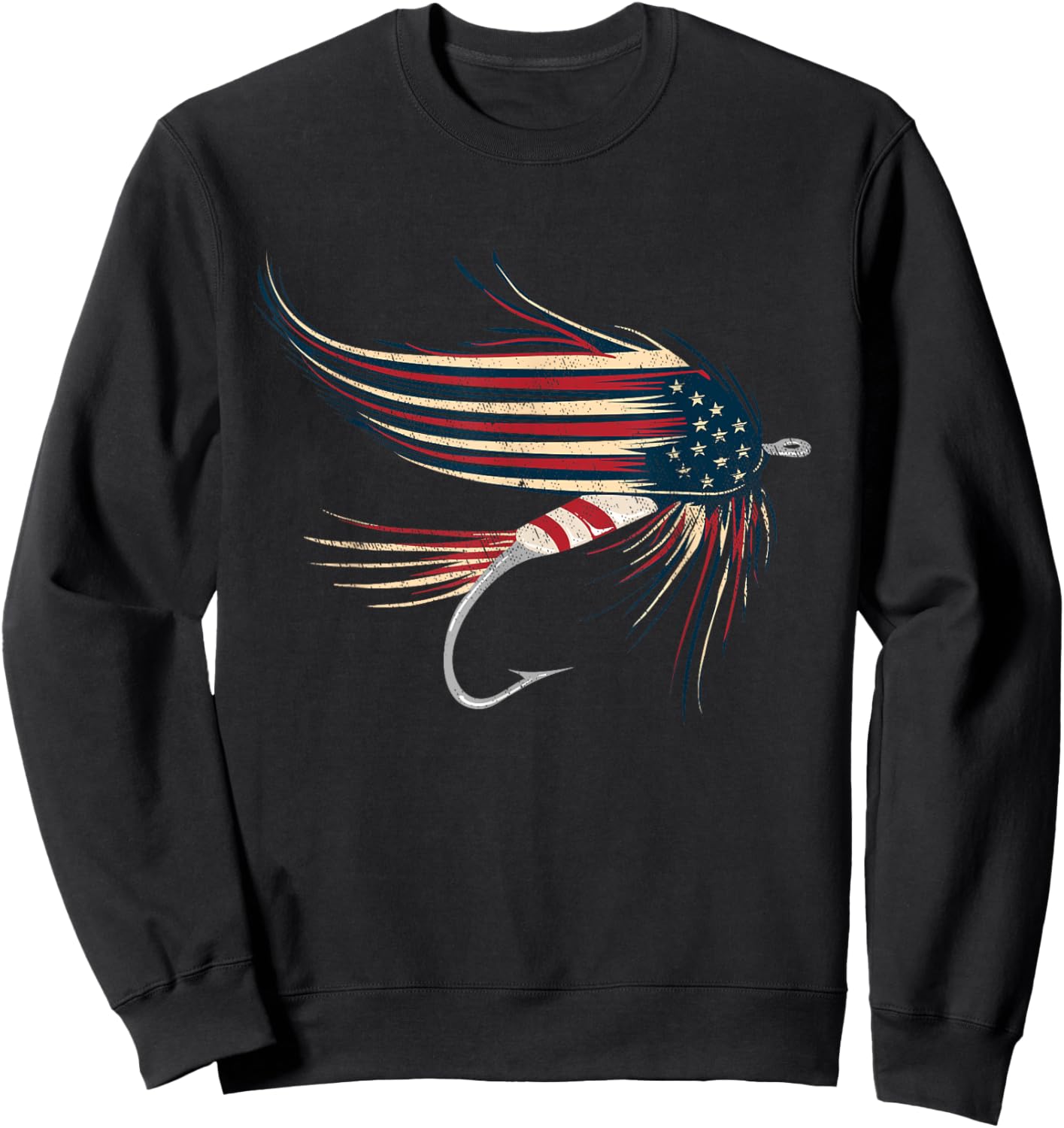 American Flag Salmon Fly Kids Men Sweatshirt - Sweatshirt | Black