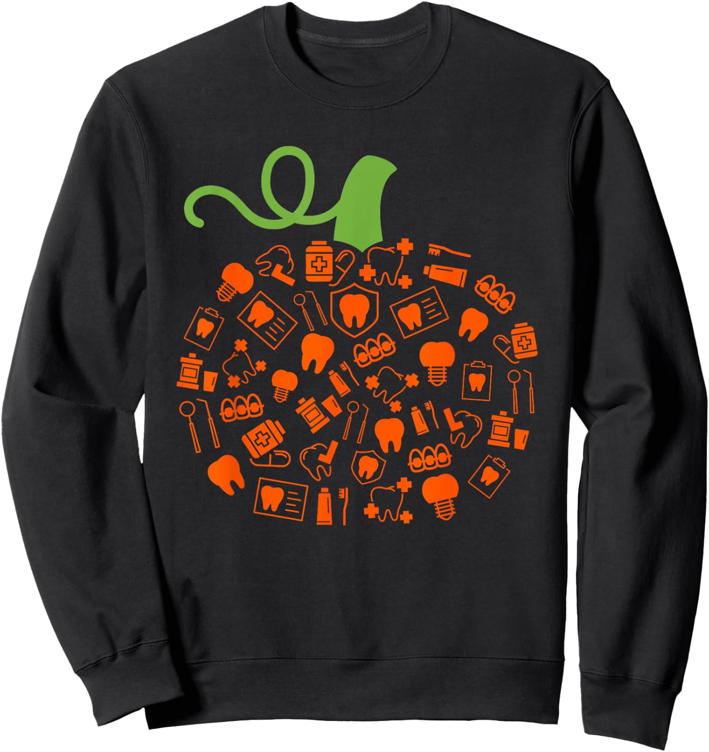 Teeth Ghost Pumpkin Witch Dental Halloween Dentist Dental Sweatshirt - Sweatshirt | Black