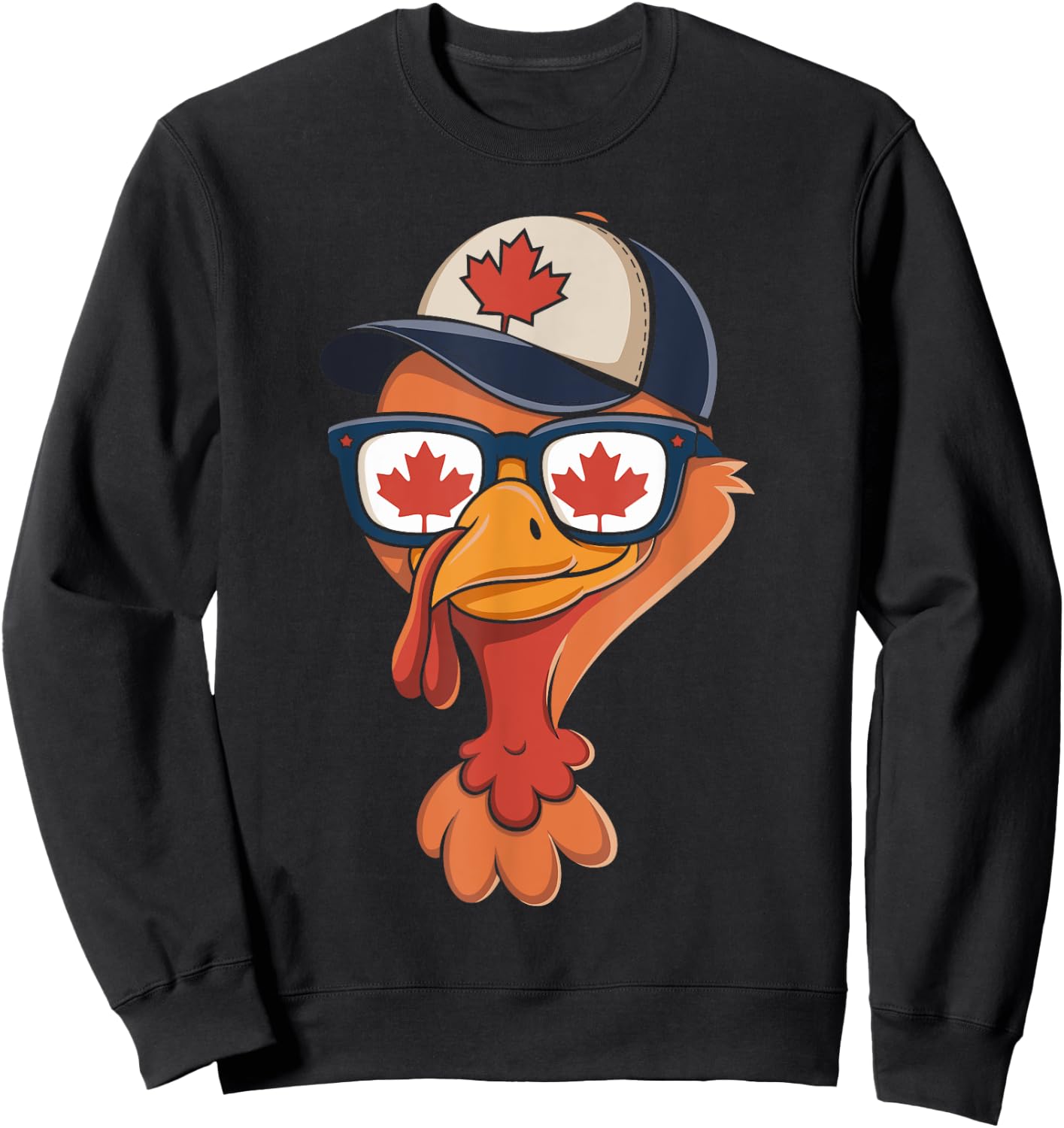 Cool Turkey Canada Flag Sunglasses Canadian Thanksgiving Day Sweatshirt - Sweatshirt | Black