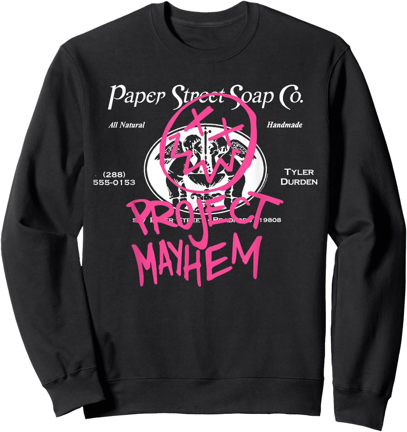Fight Club 1999 Movie Official Tyler Durden Project Mayhem , Black, S Sweatshirt - Sweatshirt | Black