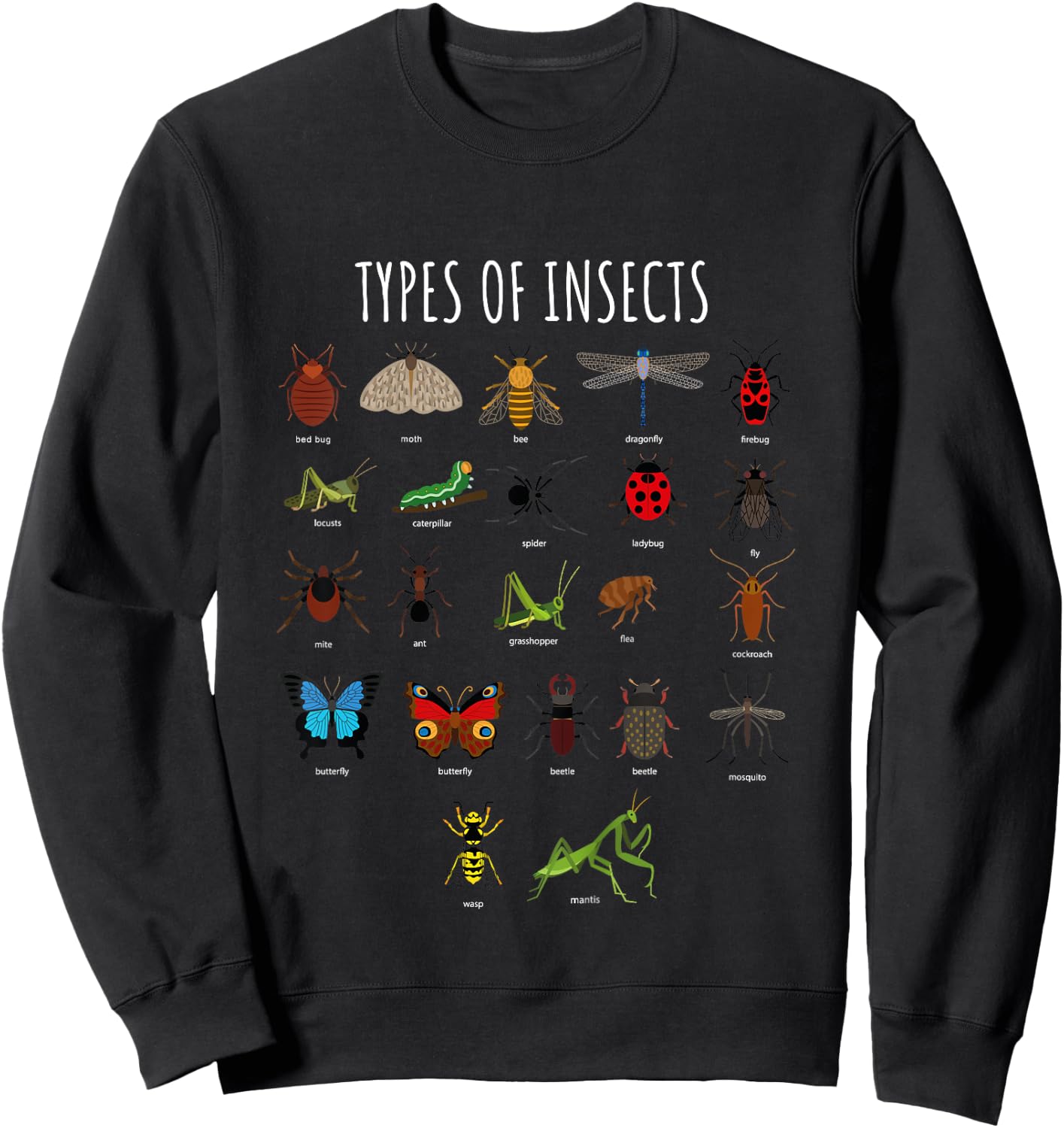 Bug Shirt - Bug Identification Types Of Insects Sweatshirt - Sweatshirt | Black
