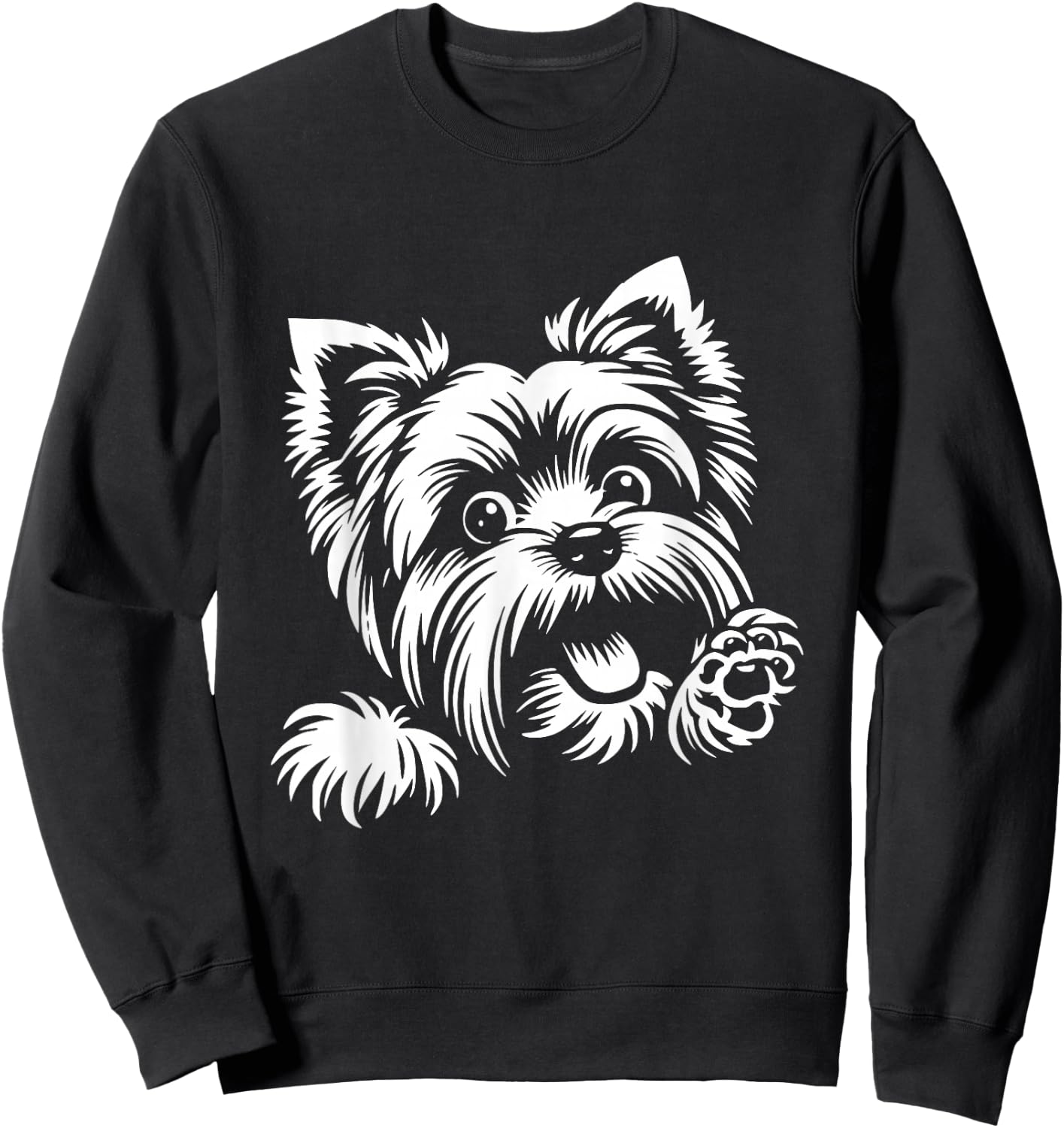 Yorkshire Terrier Dog Peeking Yorkie Graphic Design Women Kids Sweatshirt - Sweatshirt | Black
