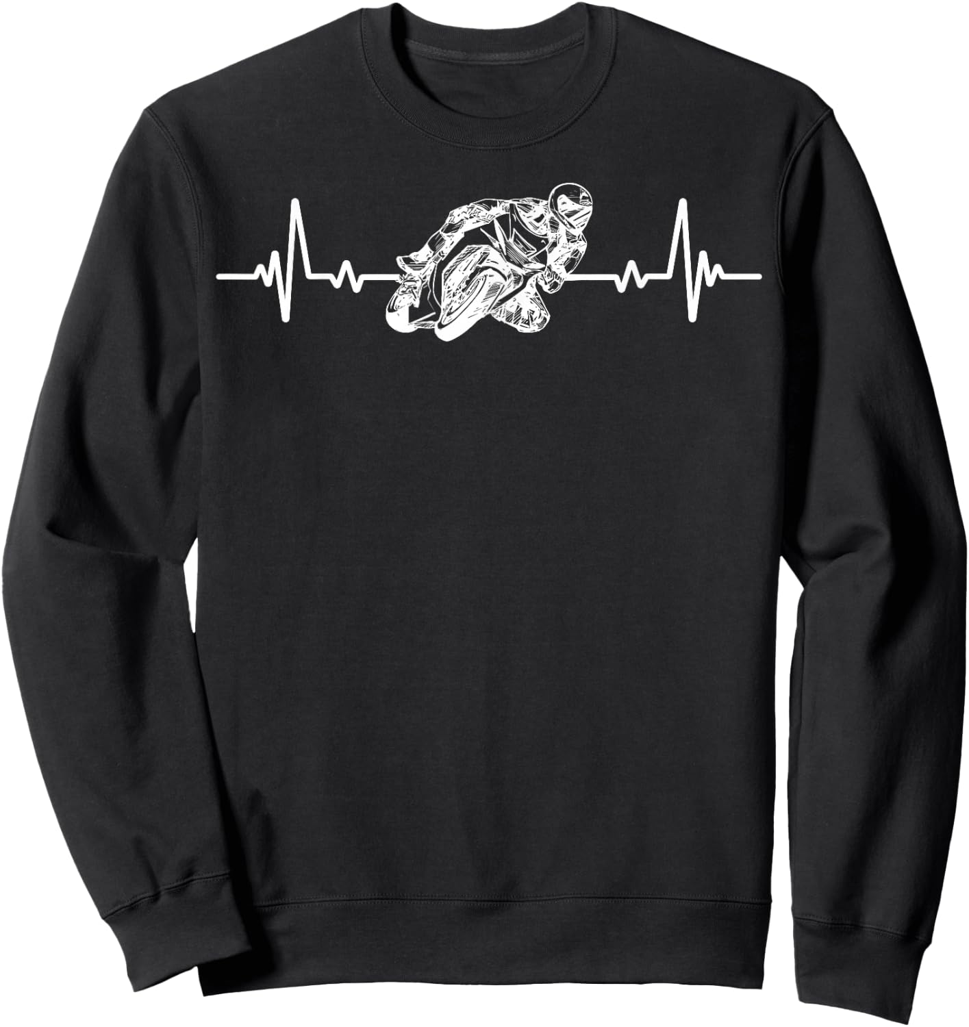 Motorcycle Racing Heartbeat Motorcycle Racing Biker Humour Sweatshirt - Sweatshirt | Black