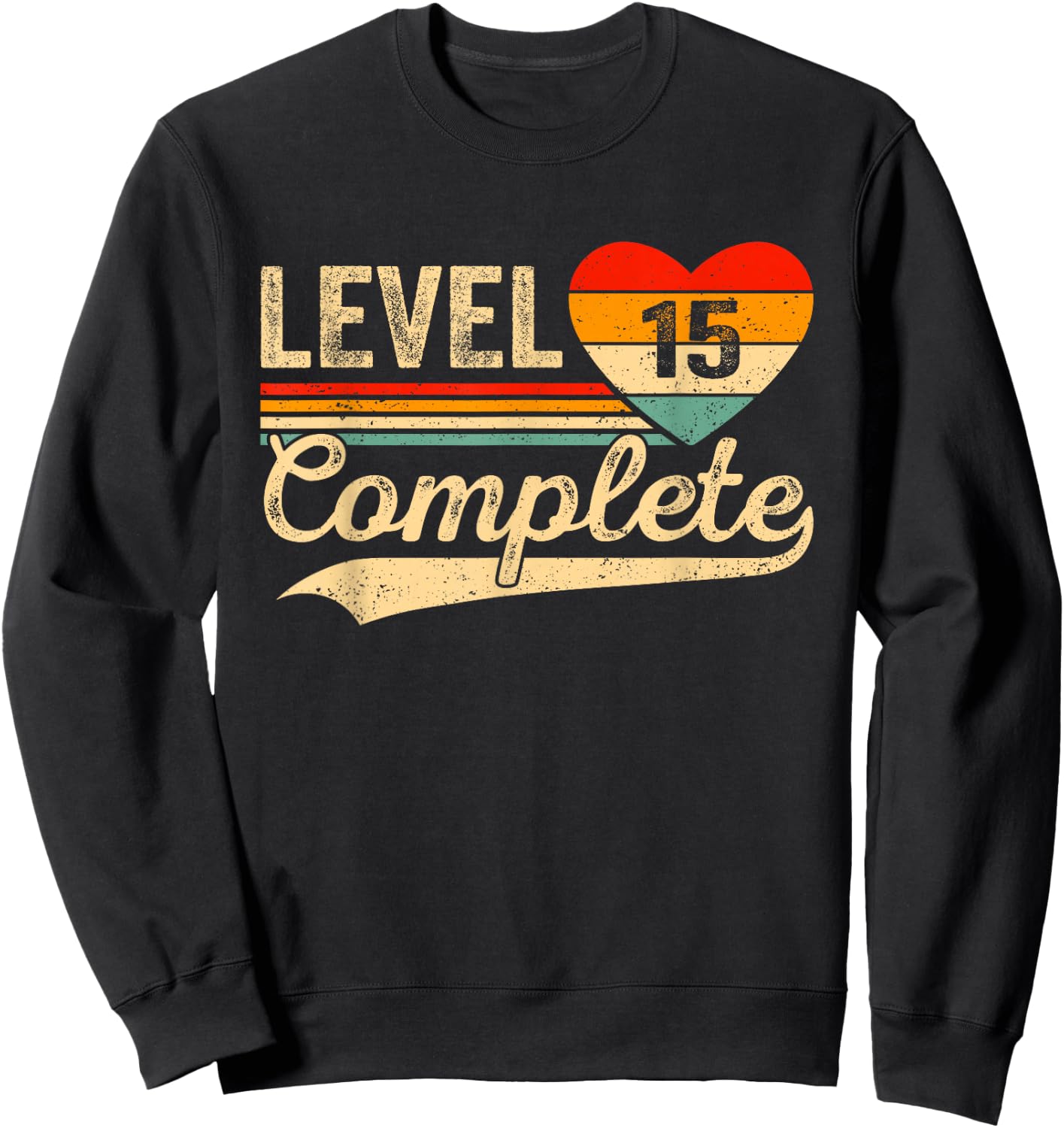 Level 15 Complete 15 Years Video Gamer Wedding Anniversary Sweatshirt - Sweatshirt | Black