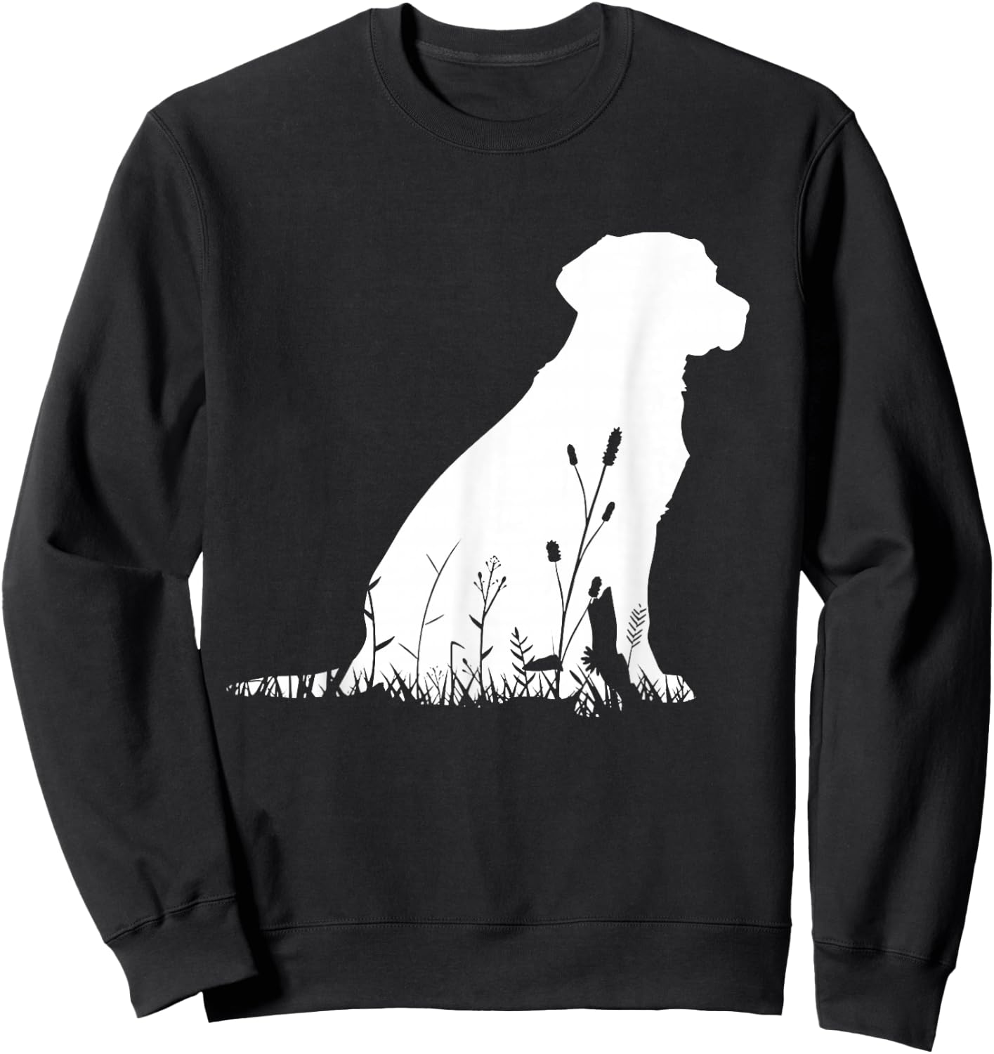Labrador Retriever Wildflower Silhouette Labrador Dog Mom Sweatshirt - Sweatshirt | Black