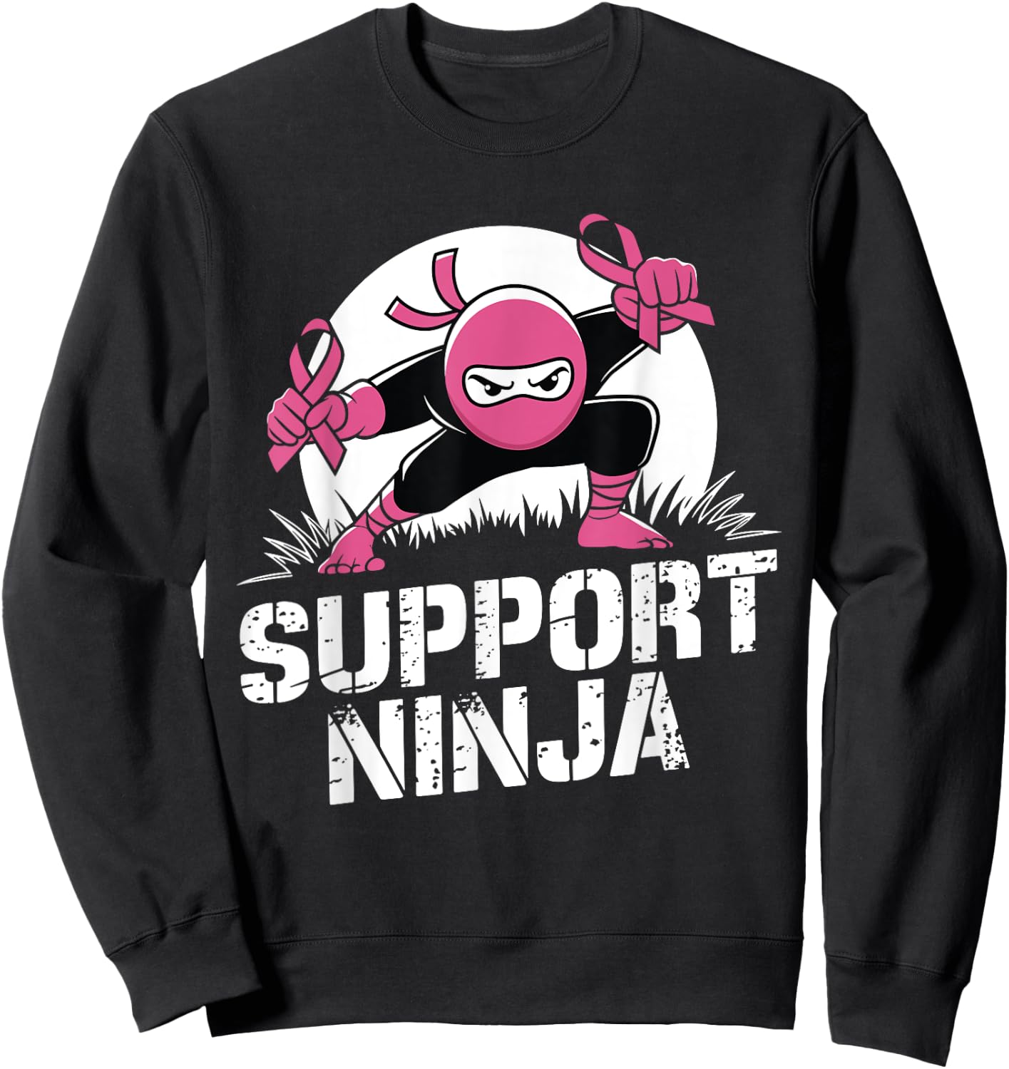 Support Ninja Breast Cancer Awareness Survivor Toddler Boy Sweatshirt - Sweatshirt | Black