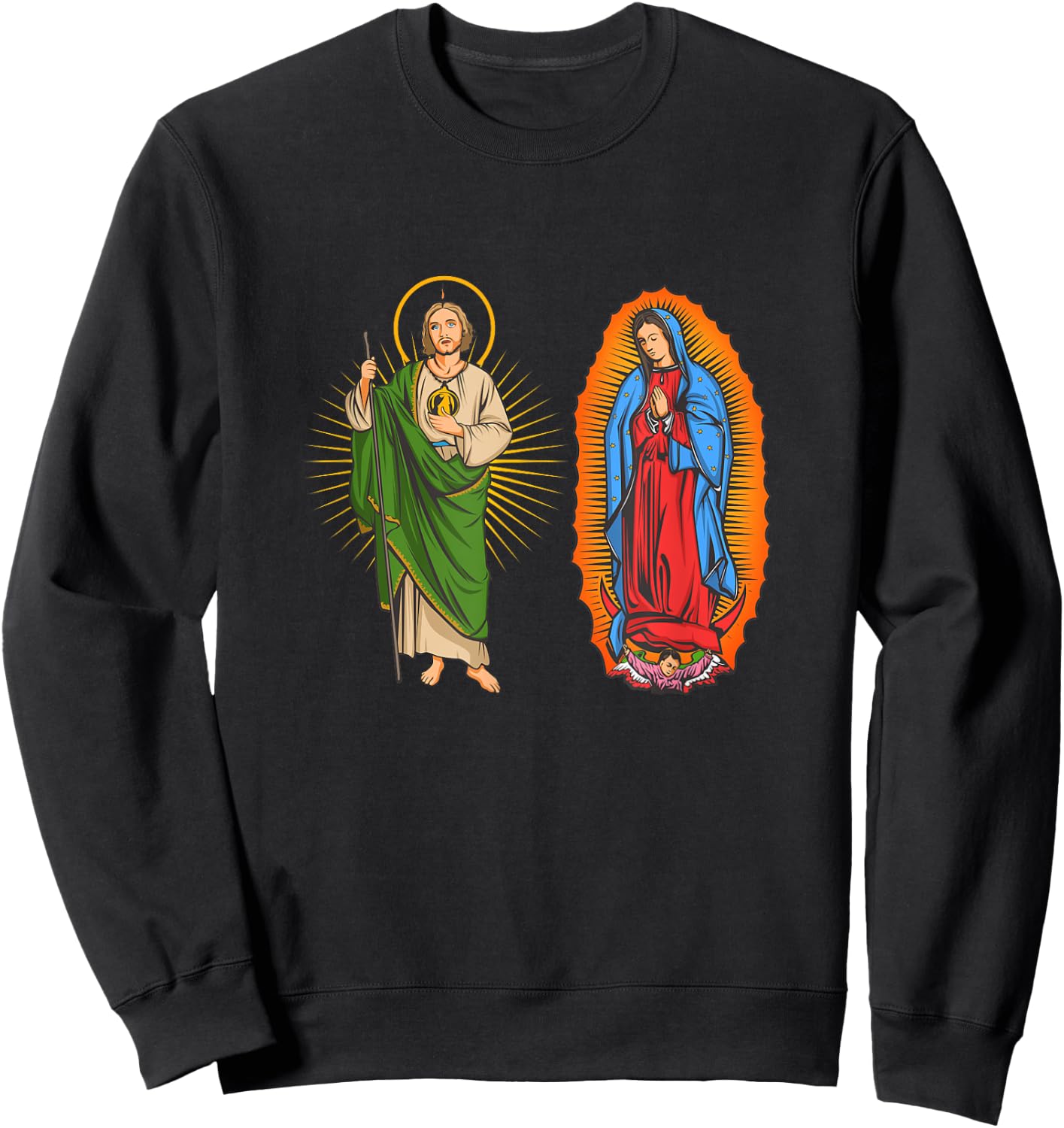 Virgen de Guadalupe con San Judas Tadeo Sweatshirt - Sweatshirt | Black