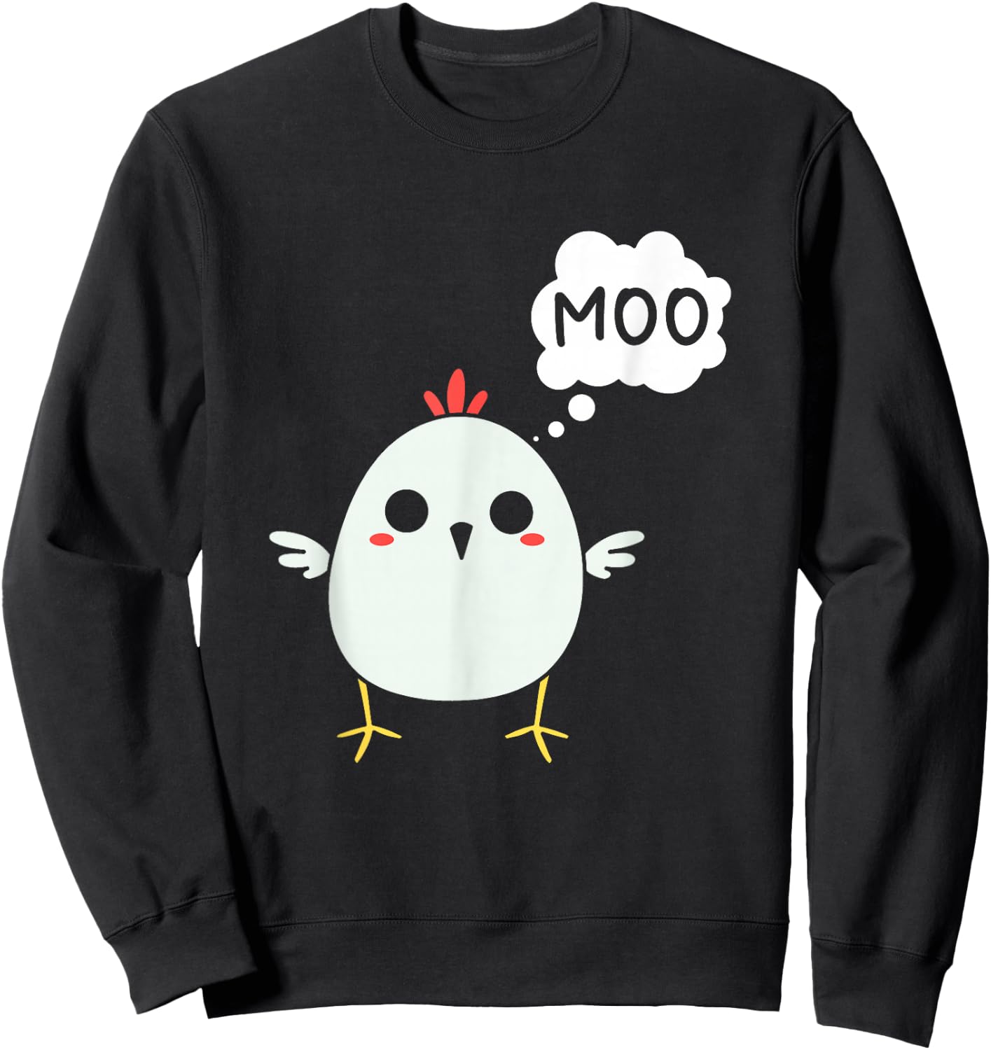 Funny Chicken Says Moo | Cow Chicken Kids Sweatshirt - Sweatshirt | Black