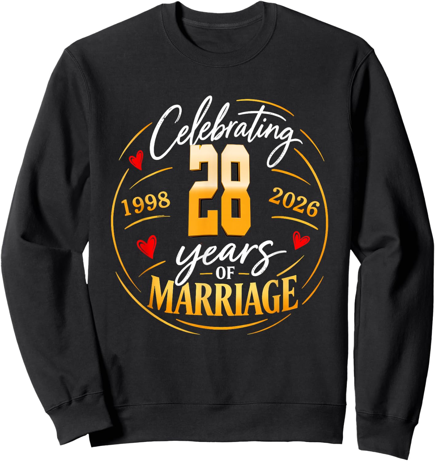 1998 28th 28 Years of Marriage Wedding Anniversary Couples Sweatshirt - Sweatshirt | Black