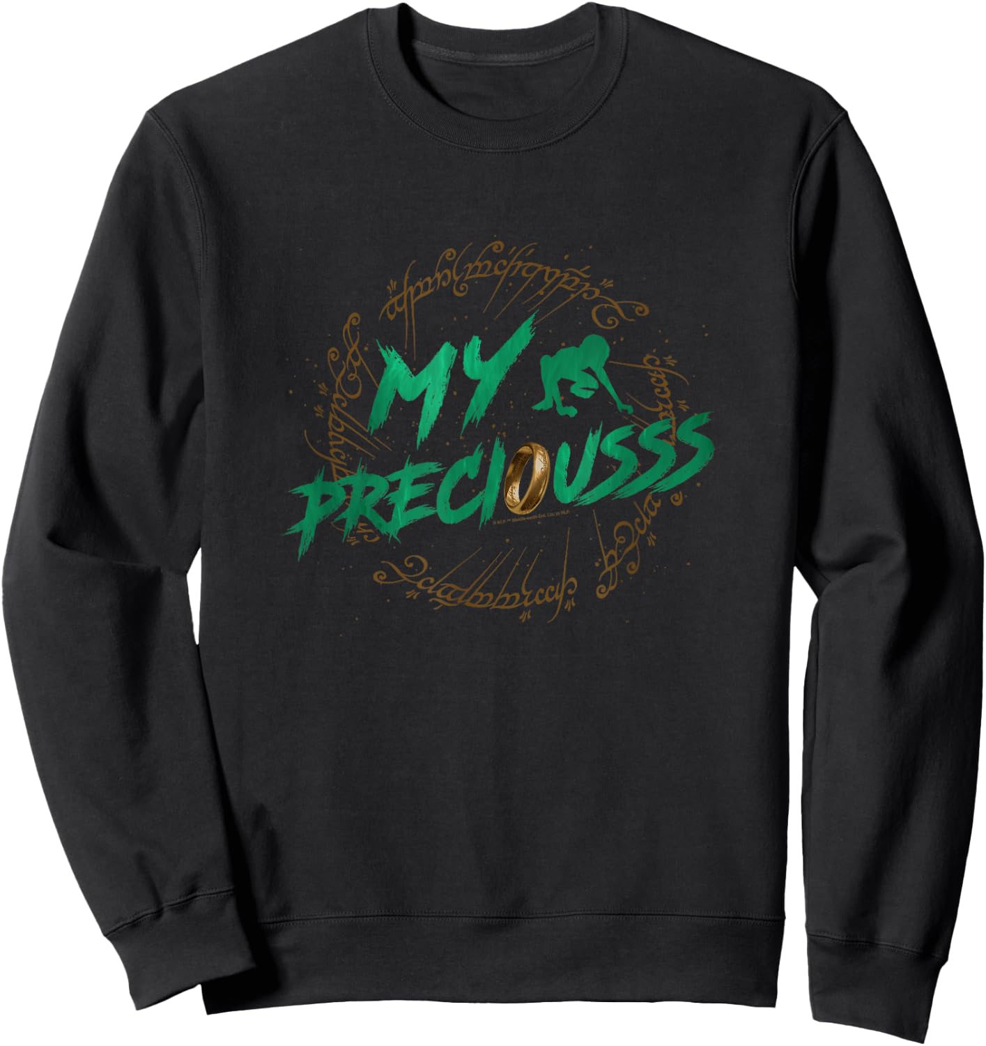 The Lord of the Rings My Precious Gollum Ring Vintage Text Sweatshirt - Sweatshirt | Black