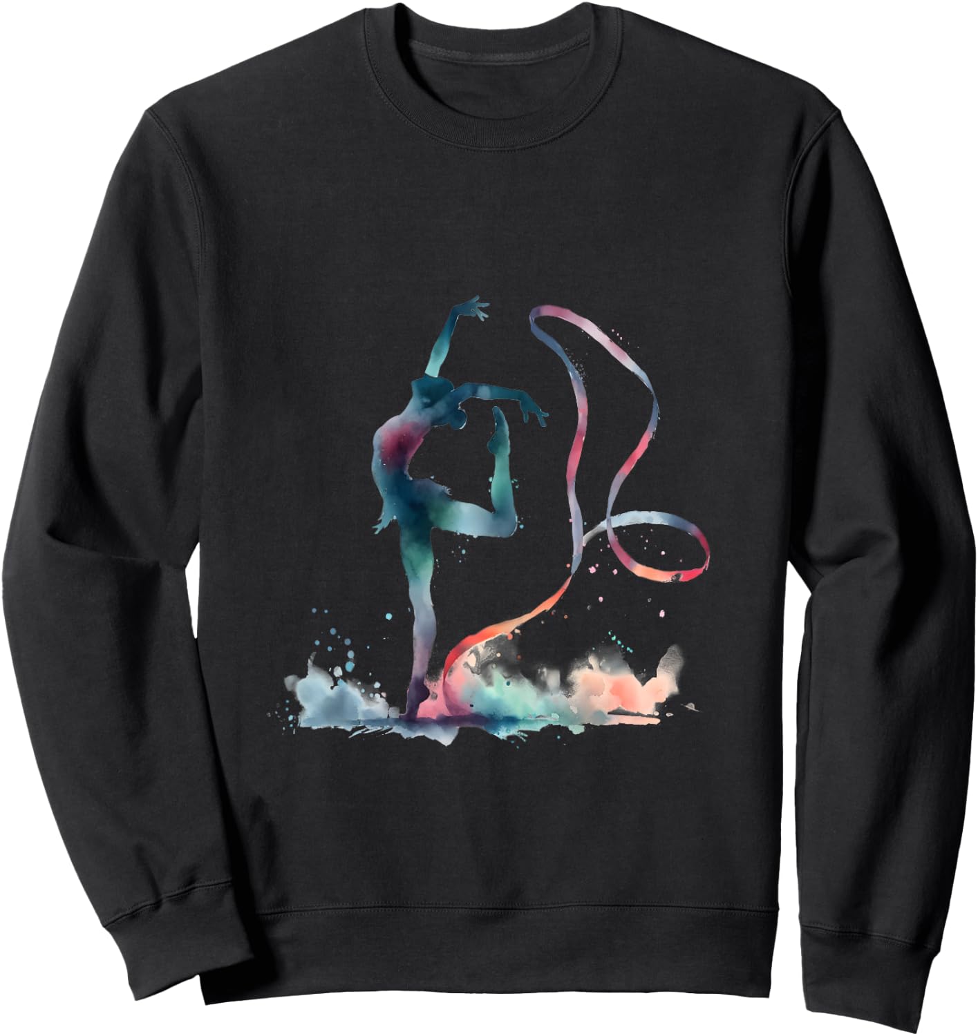 I Love Rhythmic Gymnastics Watercolor GRS Ribbon , white, Female X-Small Sweatshirt - Sweatshirt | Black