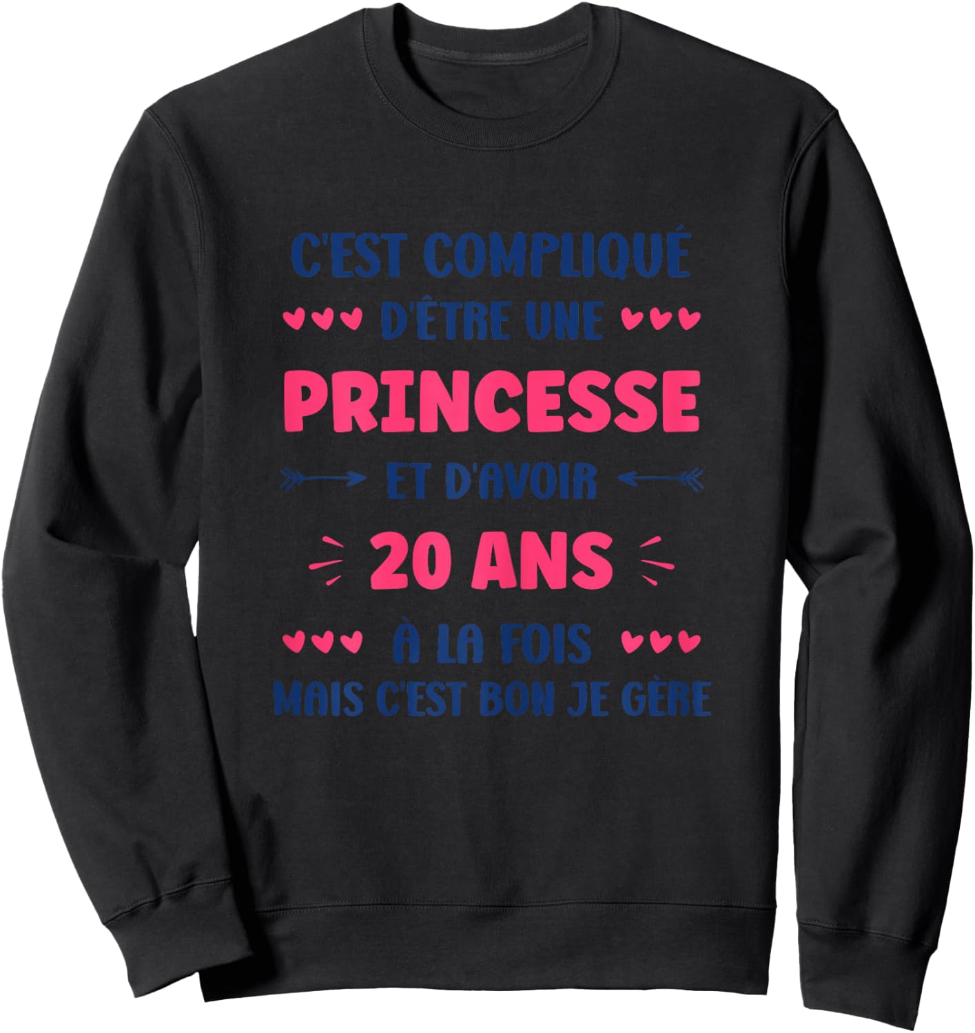 Girl 20 Years Teen Humor Princess Birthday 20 Years , white Sweatshirt - Sweatshirt | Black