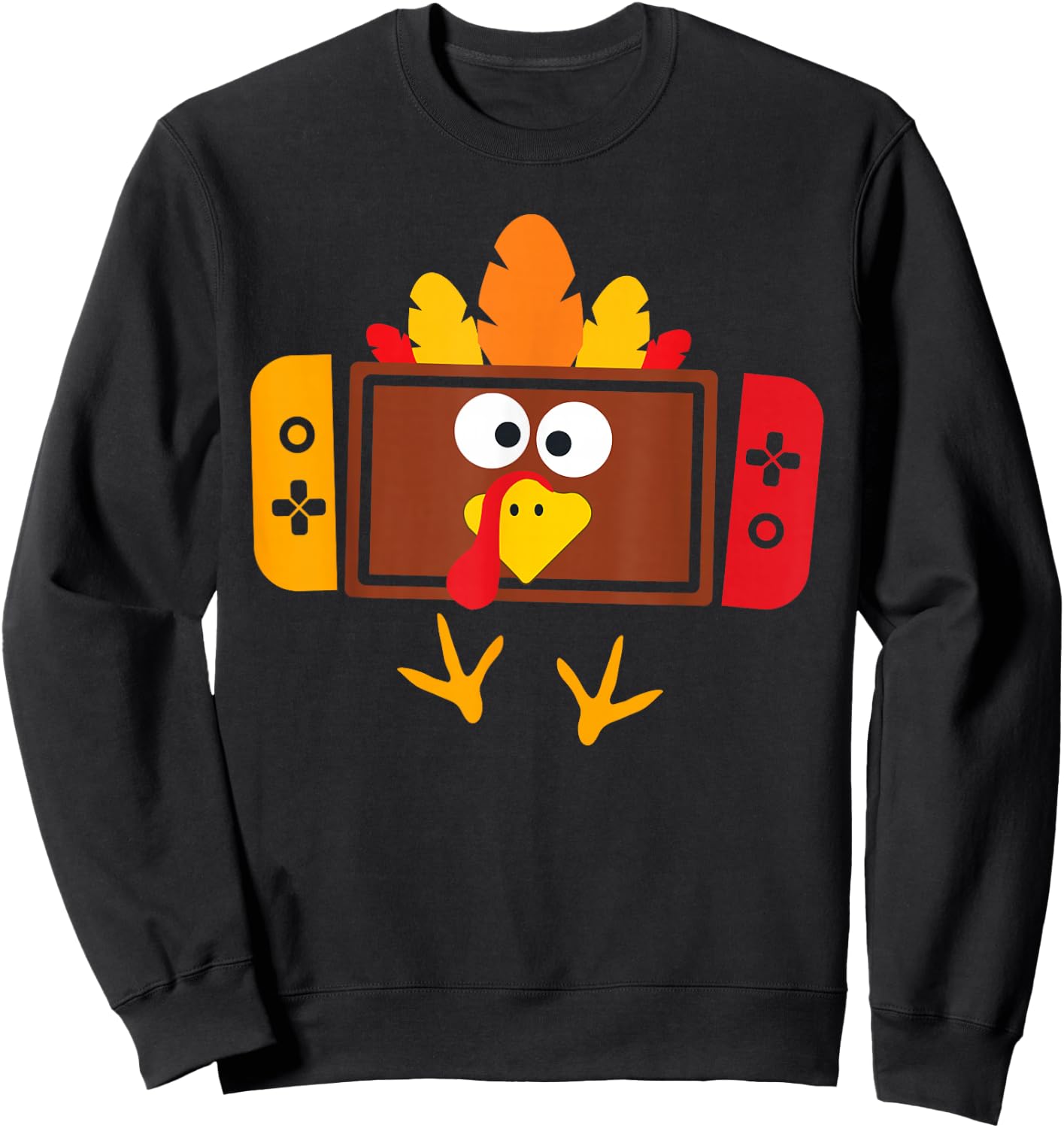 Video Games Thanksgiving Fall turkey gaming Sweatshirt - Sweatshirt | Black