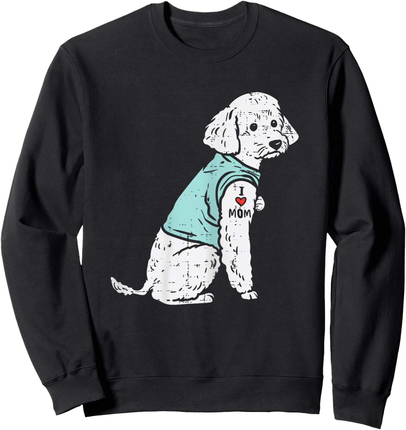 Poodle I Love Mom Tattoo Cute Pet Dog Owner Lover Women Gift Sweatshirt - Sweatshirt | Black