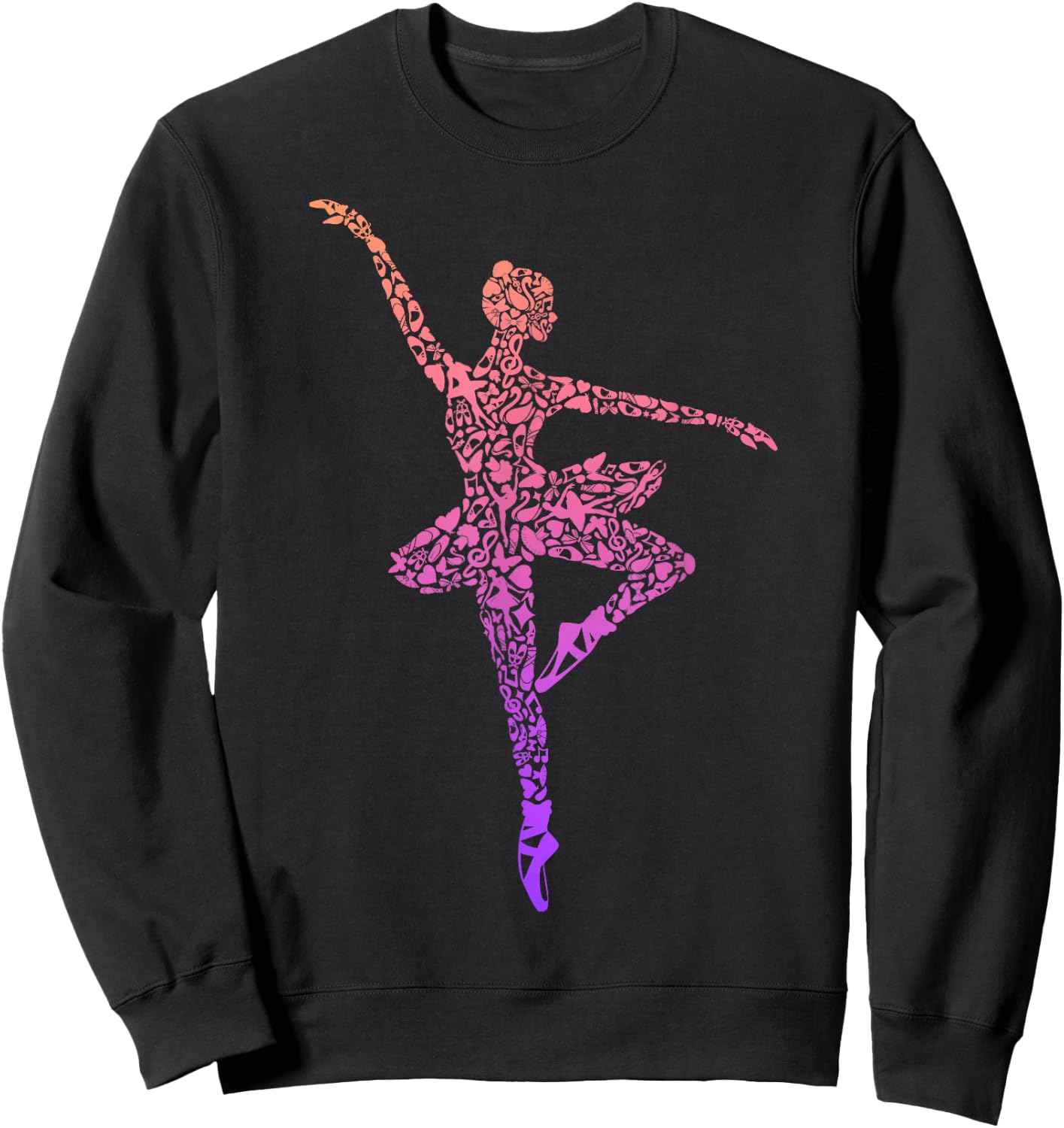 Ballerina Balletttänzerin Damen Ballett Mädchen Schwarz Kurzarm Klassisch Passform S Sweatshirt - Sweatshirt | Black