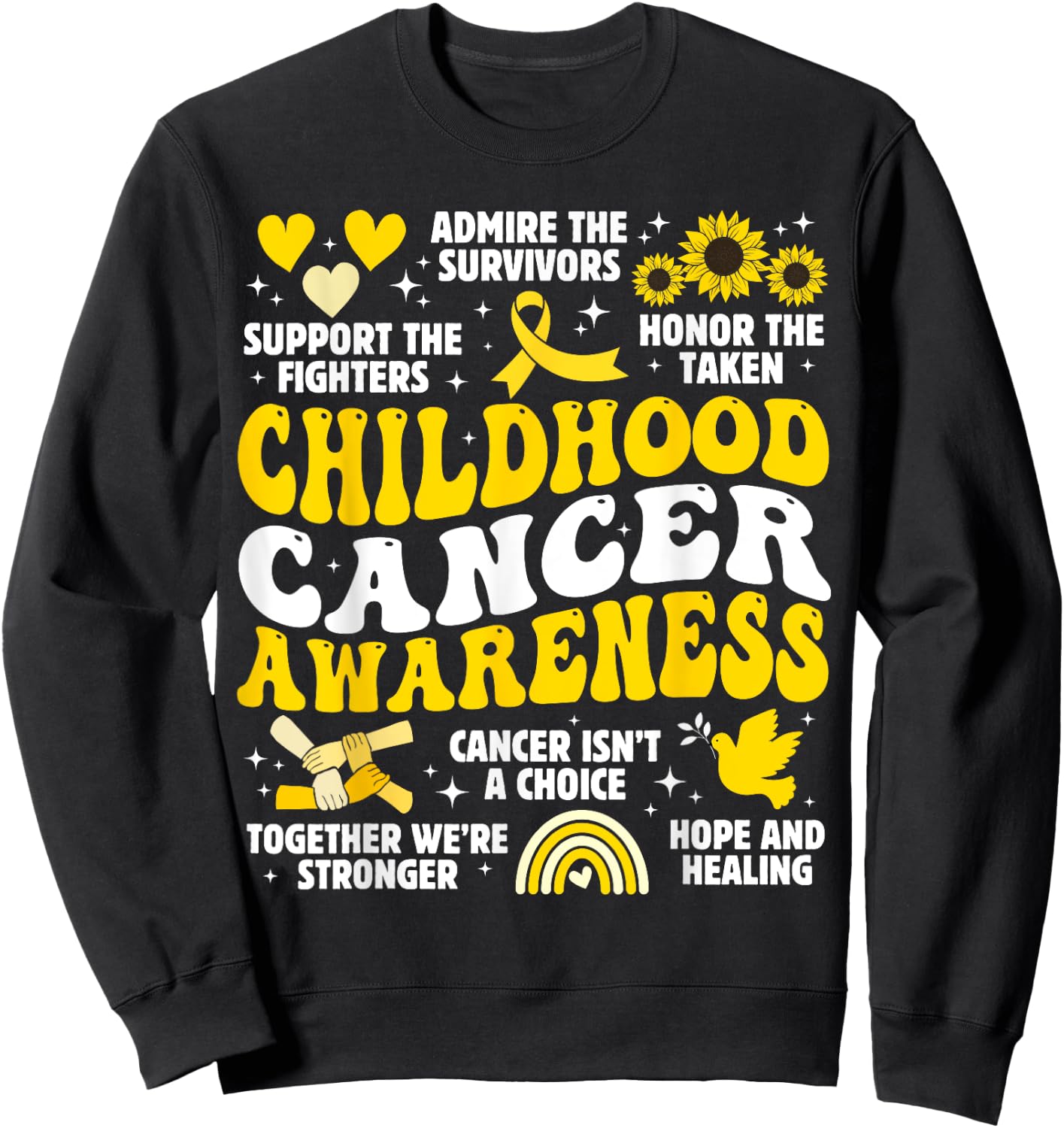 Support Fighters Childhood Cancer Awareness Men Women & Kids Sweatshirt - Sweatshirt | Black