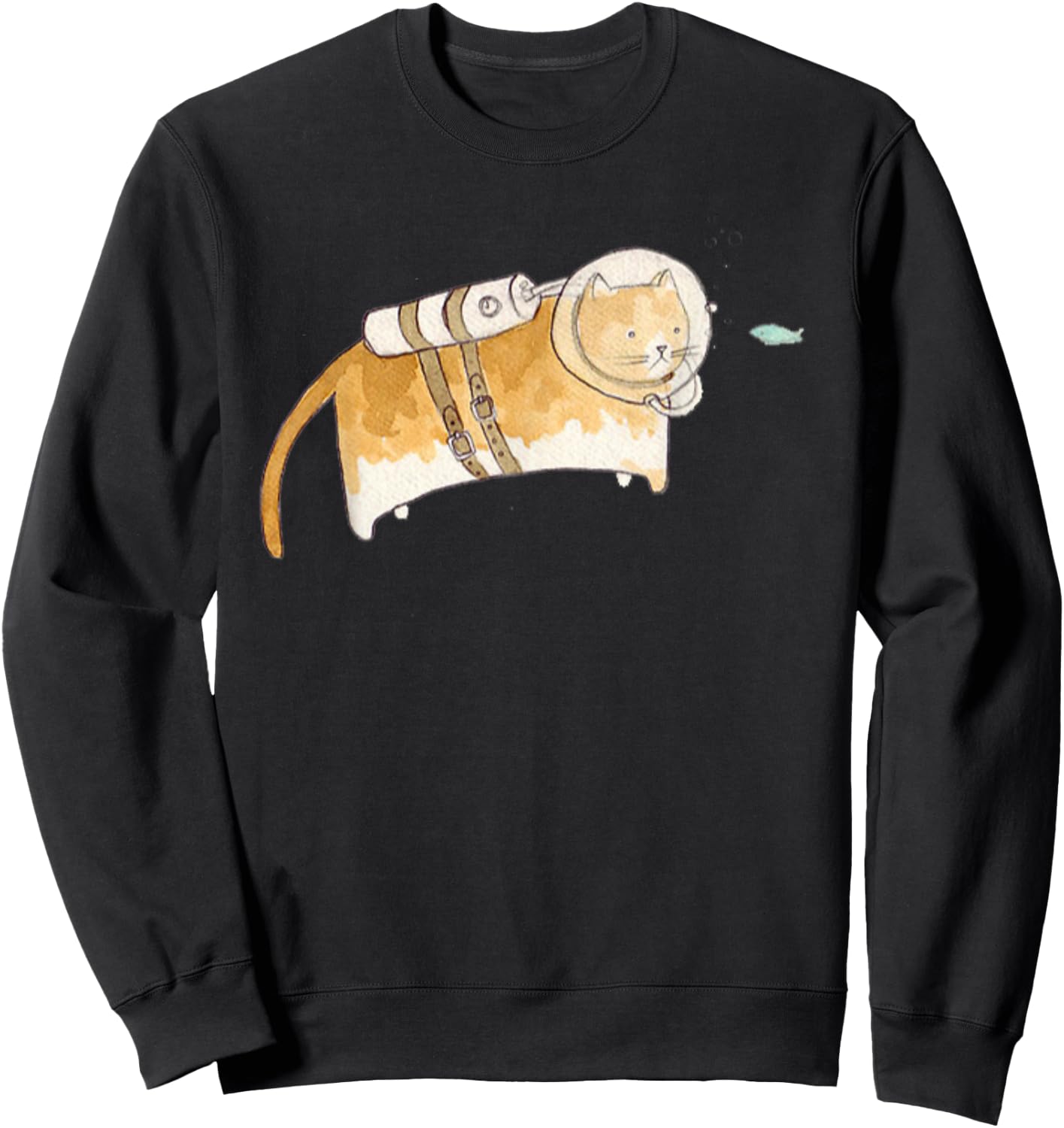 Scuba Cat Diving | Funny Scuba Diving Underwater Women Girls Kids Sweatshirt - Sweatshirt | Black
