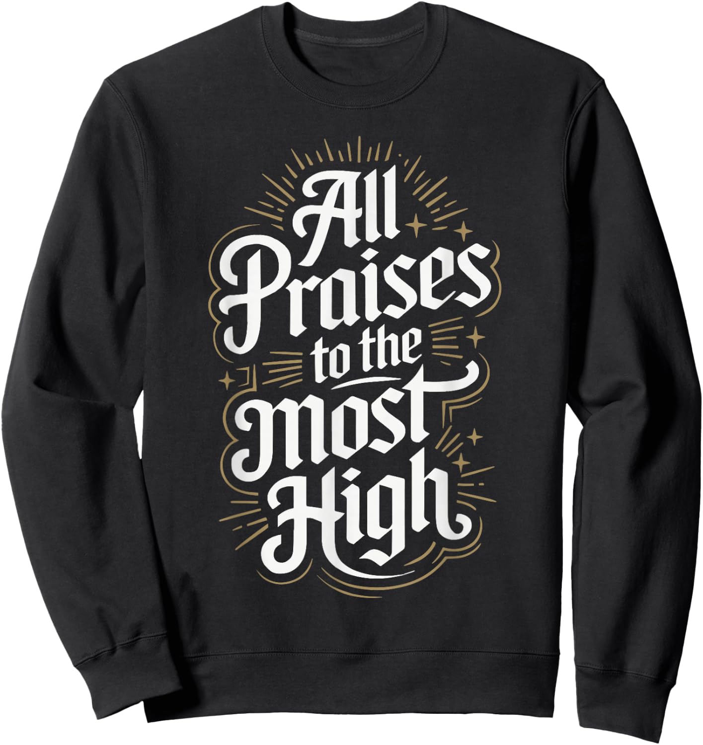 Yahweh Designs Hebrew Israelite All Praises to the Most High -Adult - Black - Small - Short Sleeve Sweatshirt - Sweatshirt | Black