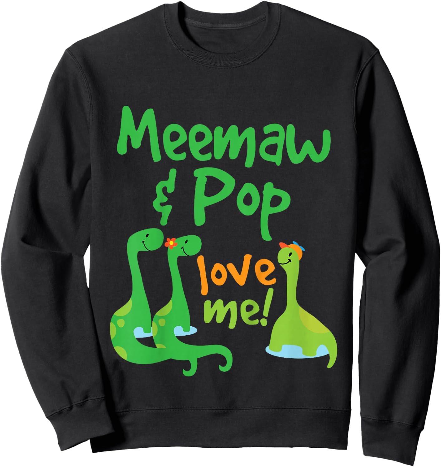 Kids Meemaw And Pop Grandson Dinosaur Sweatshirt - Sweatshirt | Black