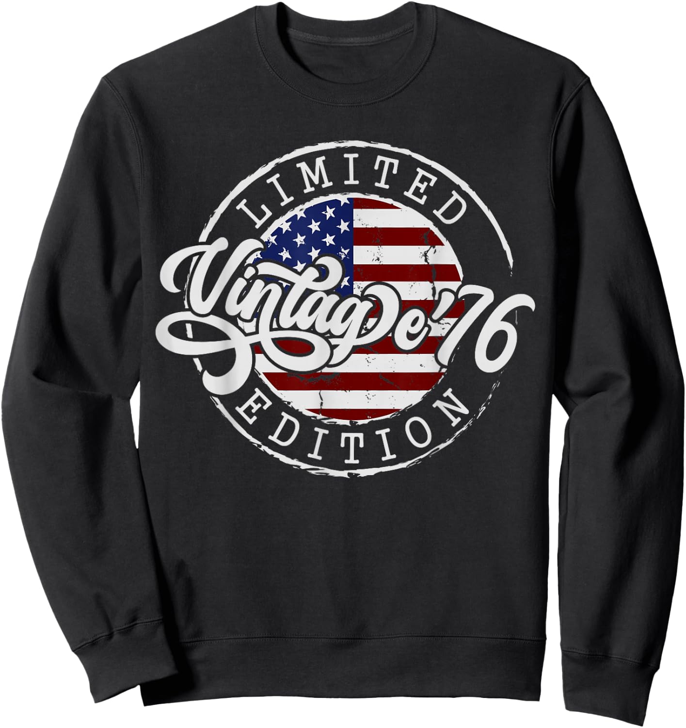 50th Birthday Vintage 1976 US Flag 50 Year Old Born in 1976 Sweatshirt - Sweatshirt | Black